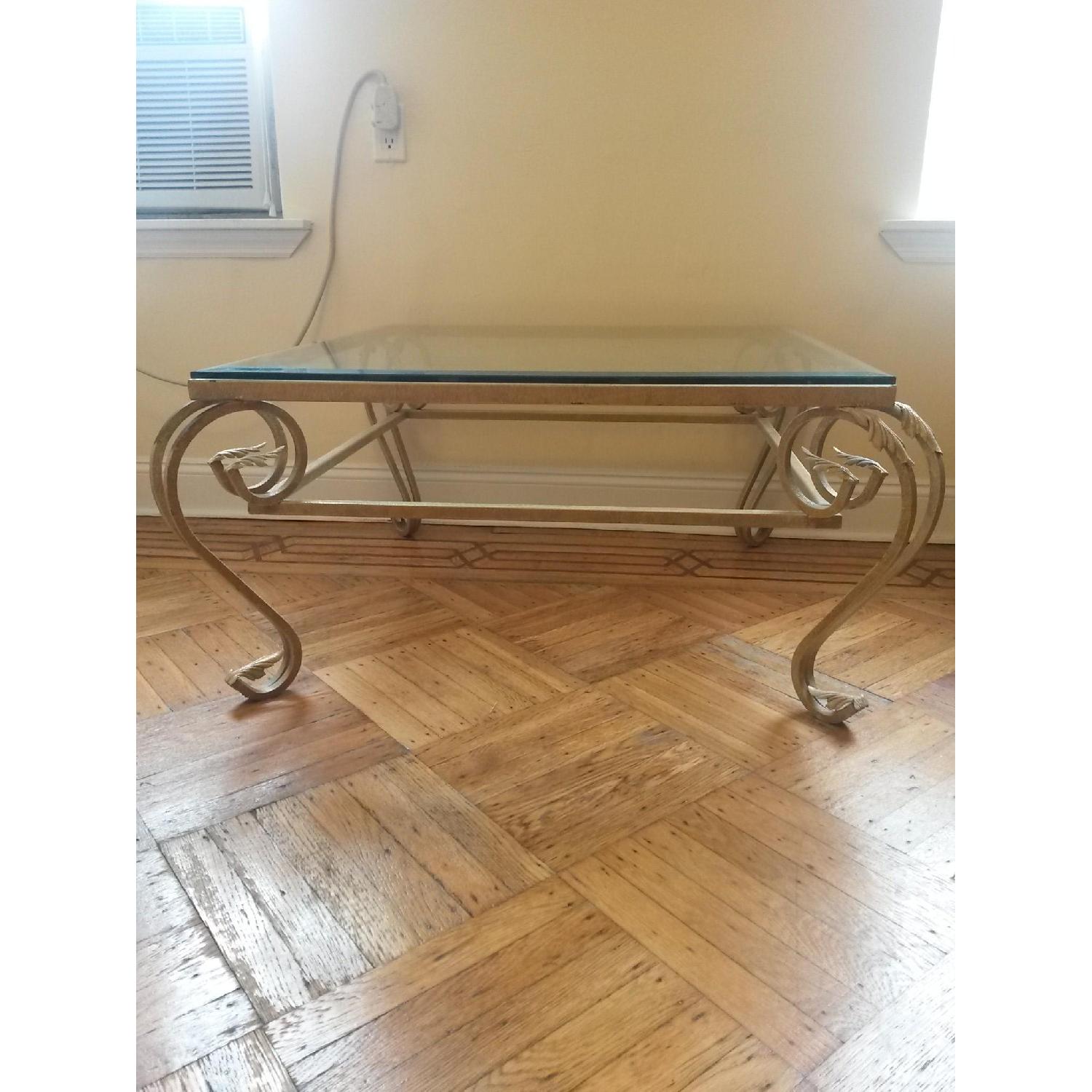 Antique Gold Leaf Glass Top Coffee Table AptDeco