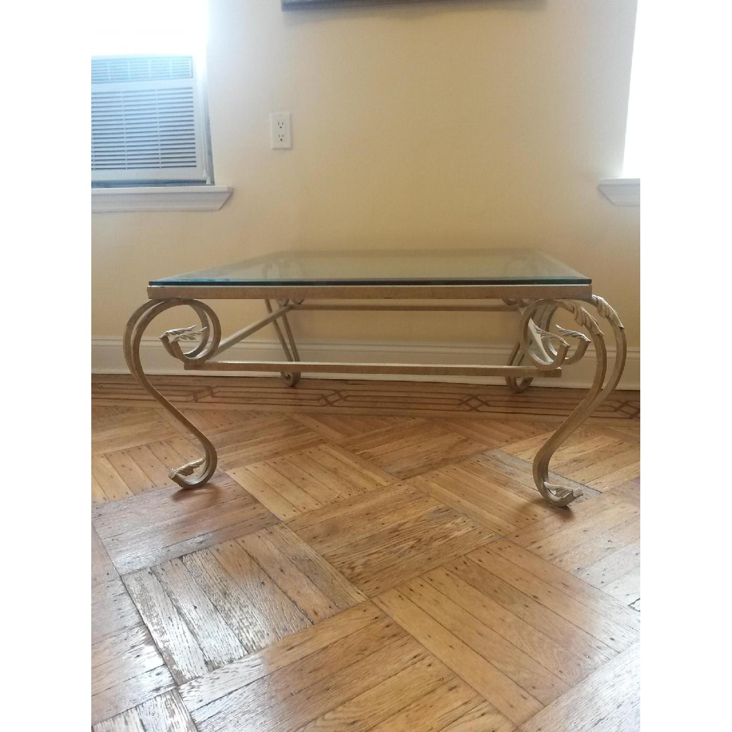 Antique Gold Leaf Glass Top Coffee Table AptDeco