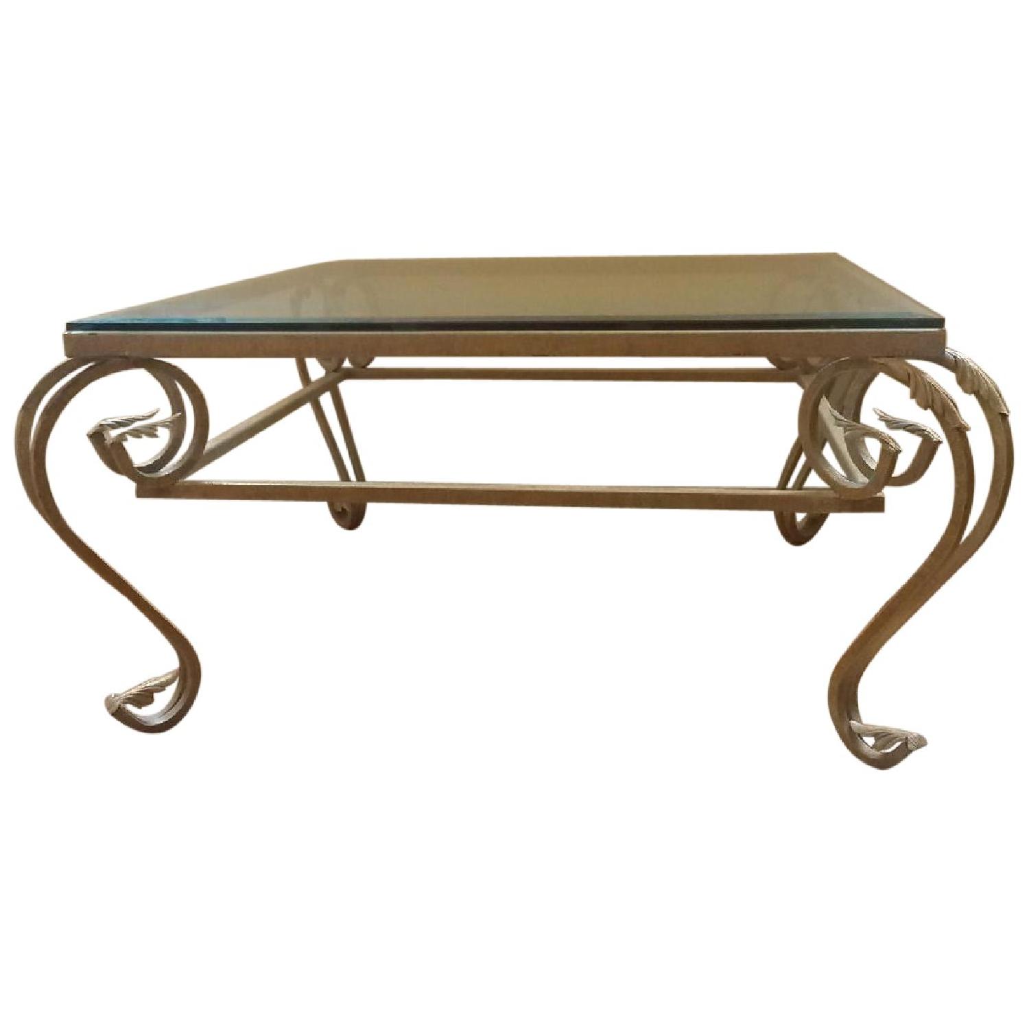Antique Gold Leaf Glass Top Coffee Table AptDeco