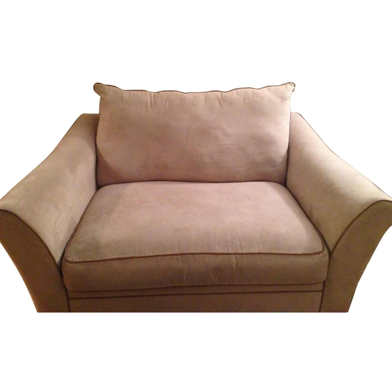 Suede Tan Sofa + Oversized Chair - image-3