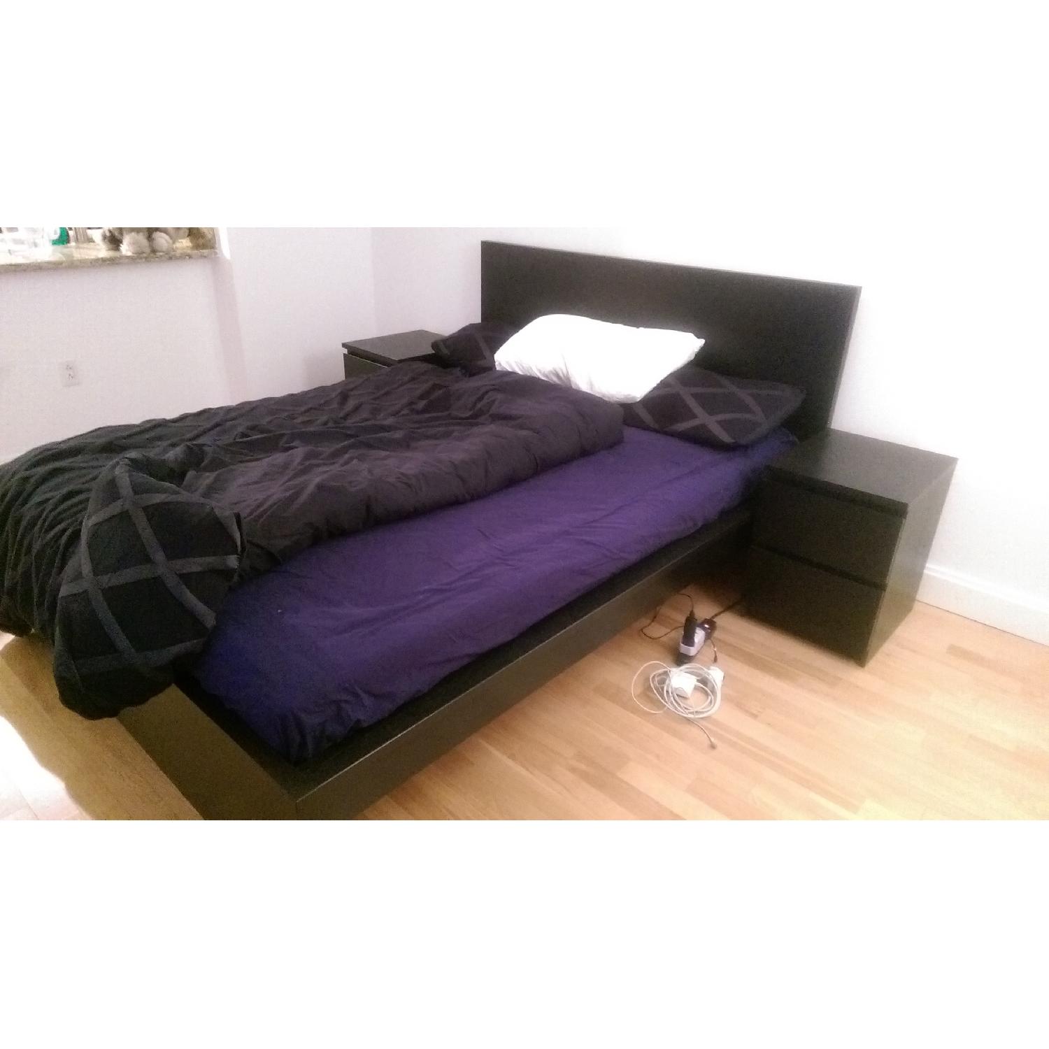 Ikea Malm Black-Brown High Queen Bed Frame - image-2