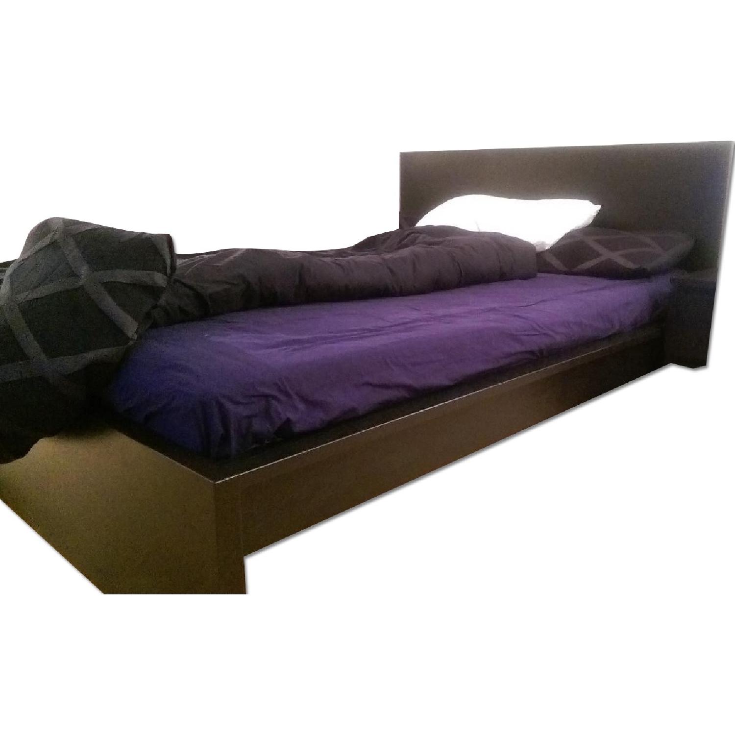 Ikea Malm Black-Brown High Queen Bed Frame - image-0