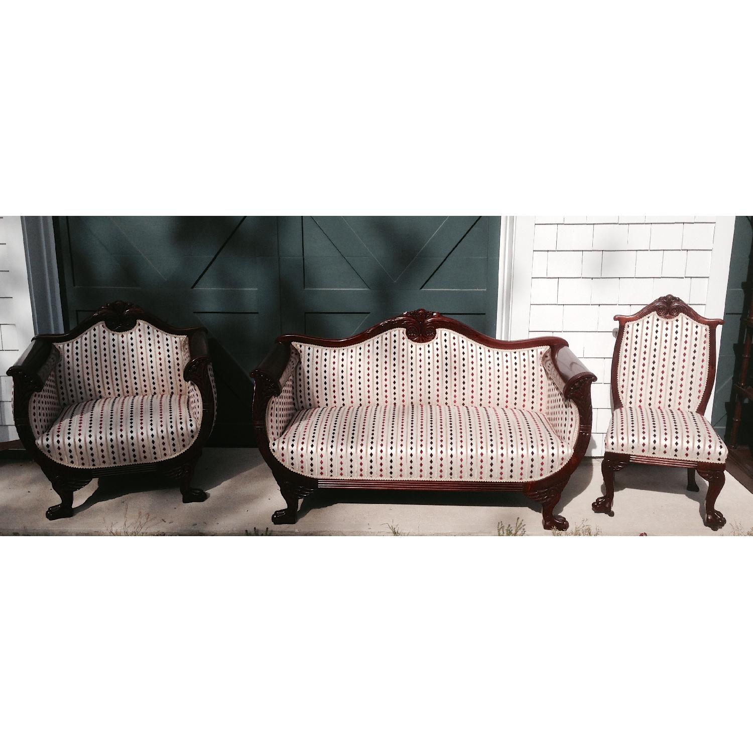 Empire Antique Mahogany American Love Seat + Armchair + Side Chair - image-1