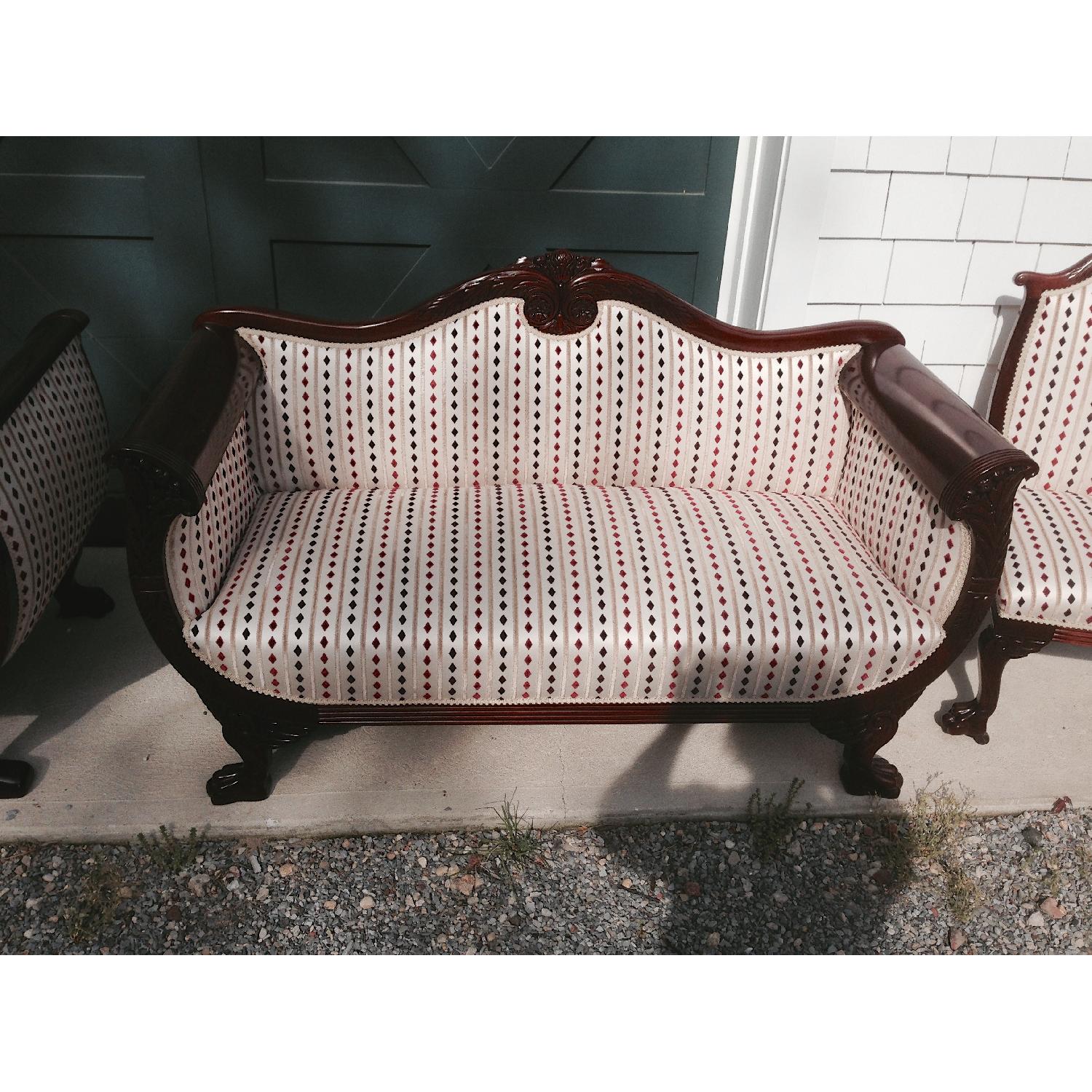 Empire Antique Mahogany American Love Seat + Armchair + Side Chair - image-5