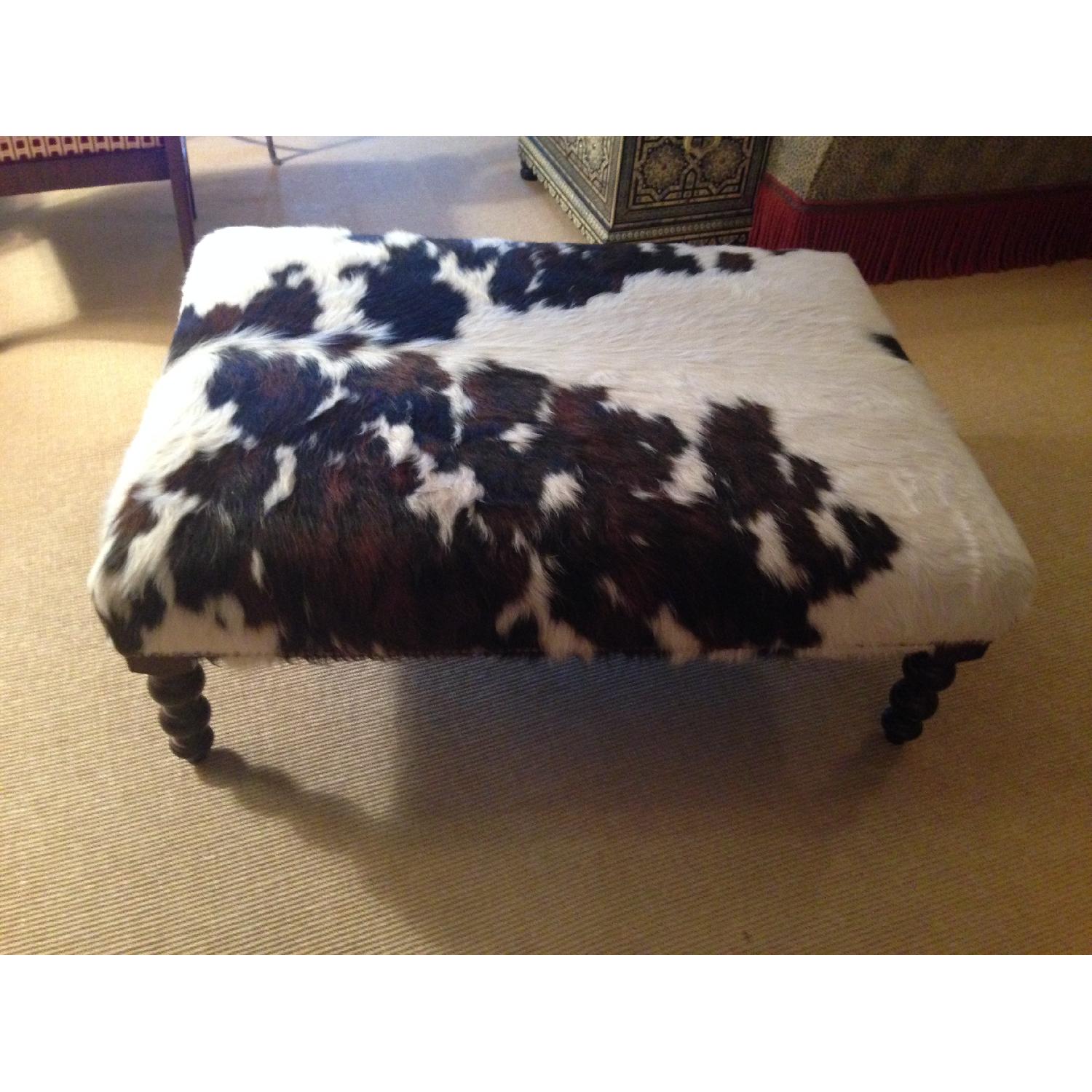 George Smith Ottoman in Cowhide with Nailhead Trim - image-1