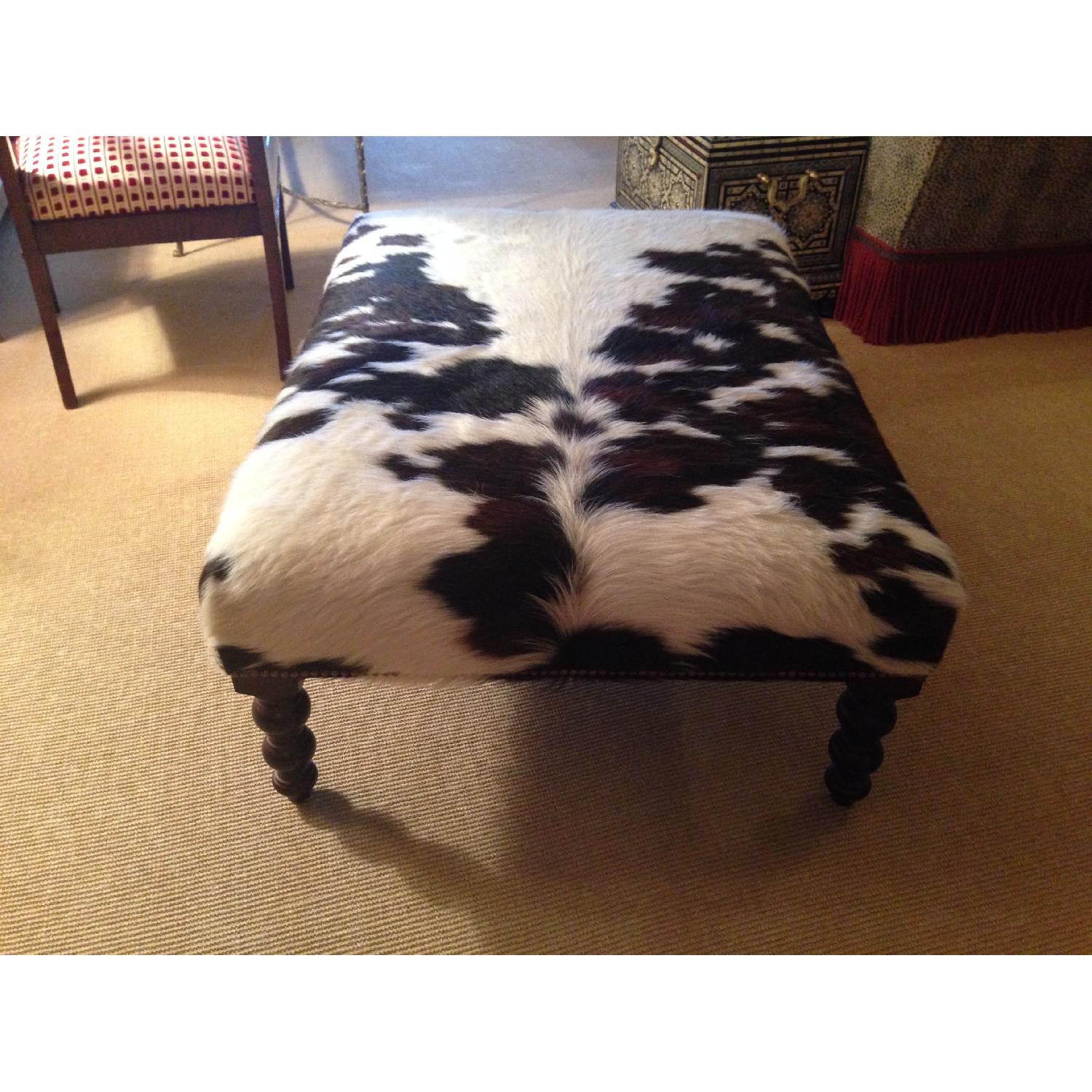 George Smith Ottoman in Cowhide with Nailhead Trim - image-2