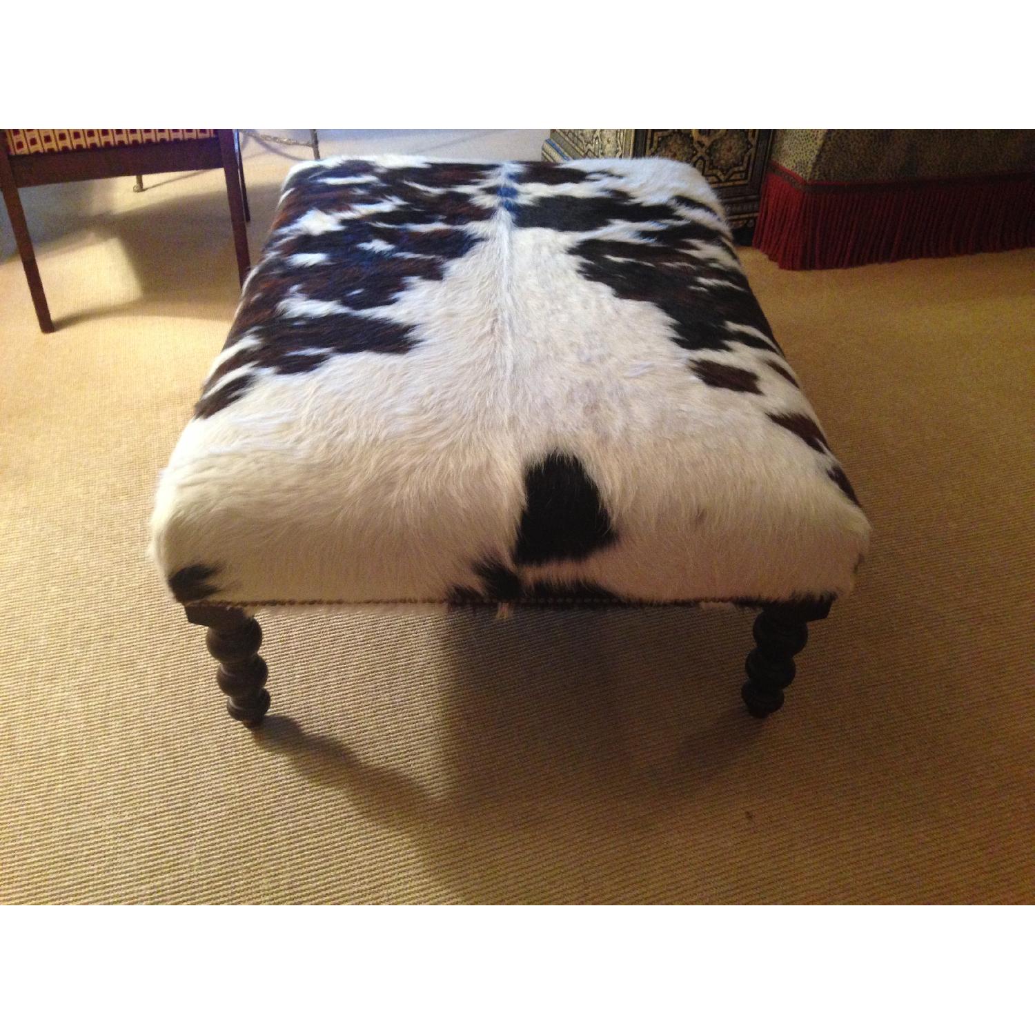 George Smith Ottoman in Cowhide with Nailhead Trim - image-3