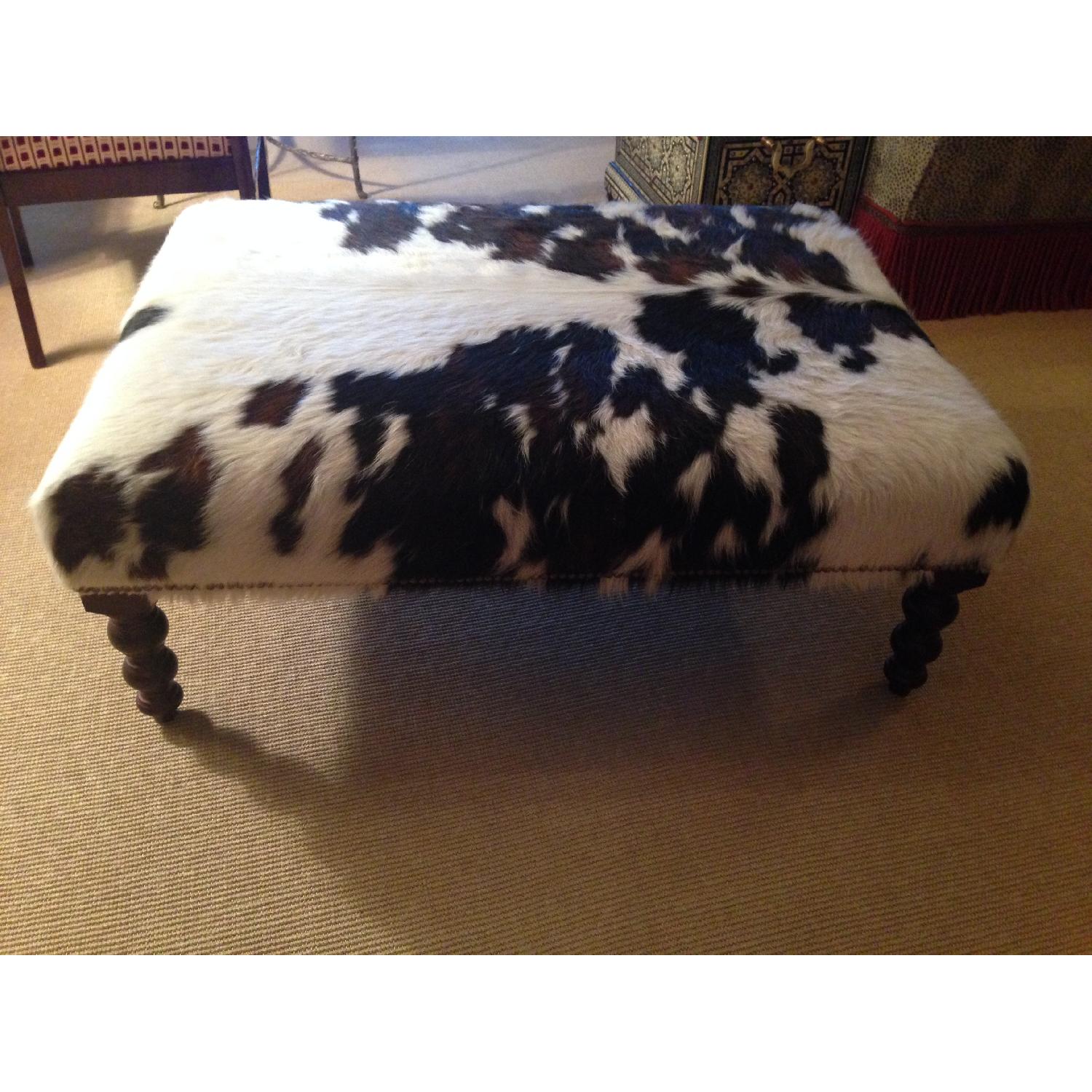 George Smith Ottoman in Cowhide with Nailhead Trim - image-4
