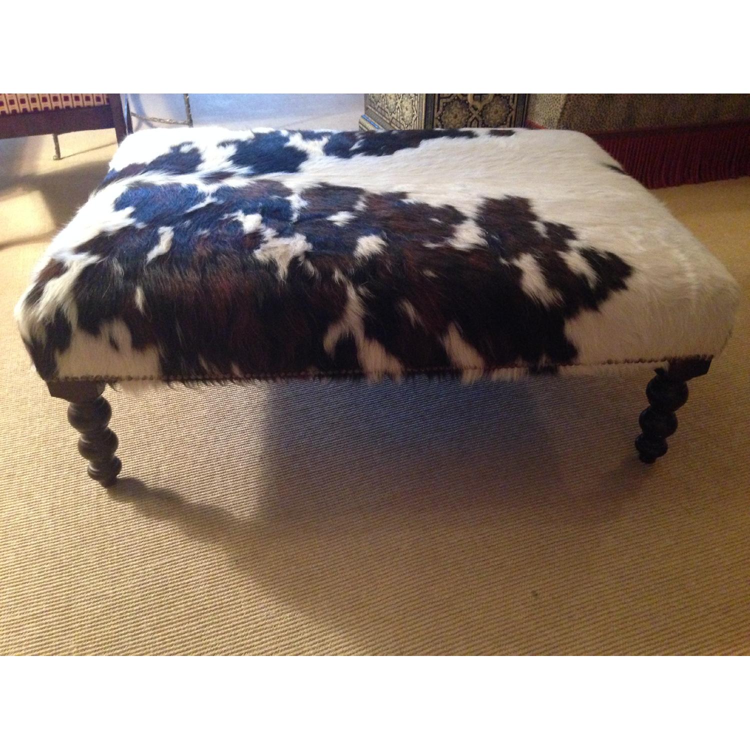 George Smith Ottoman in Cowhide with Nailhead Trim - image-5