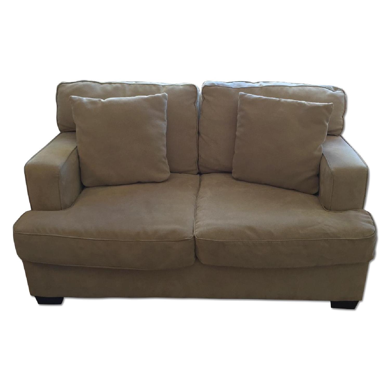 Bloomingdale's Tan Herringbone Loveseat - image-0