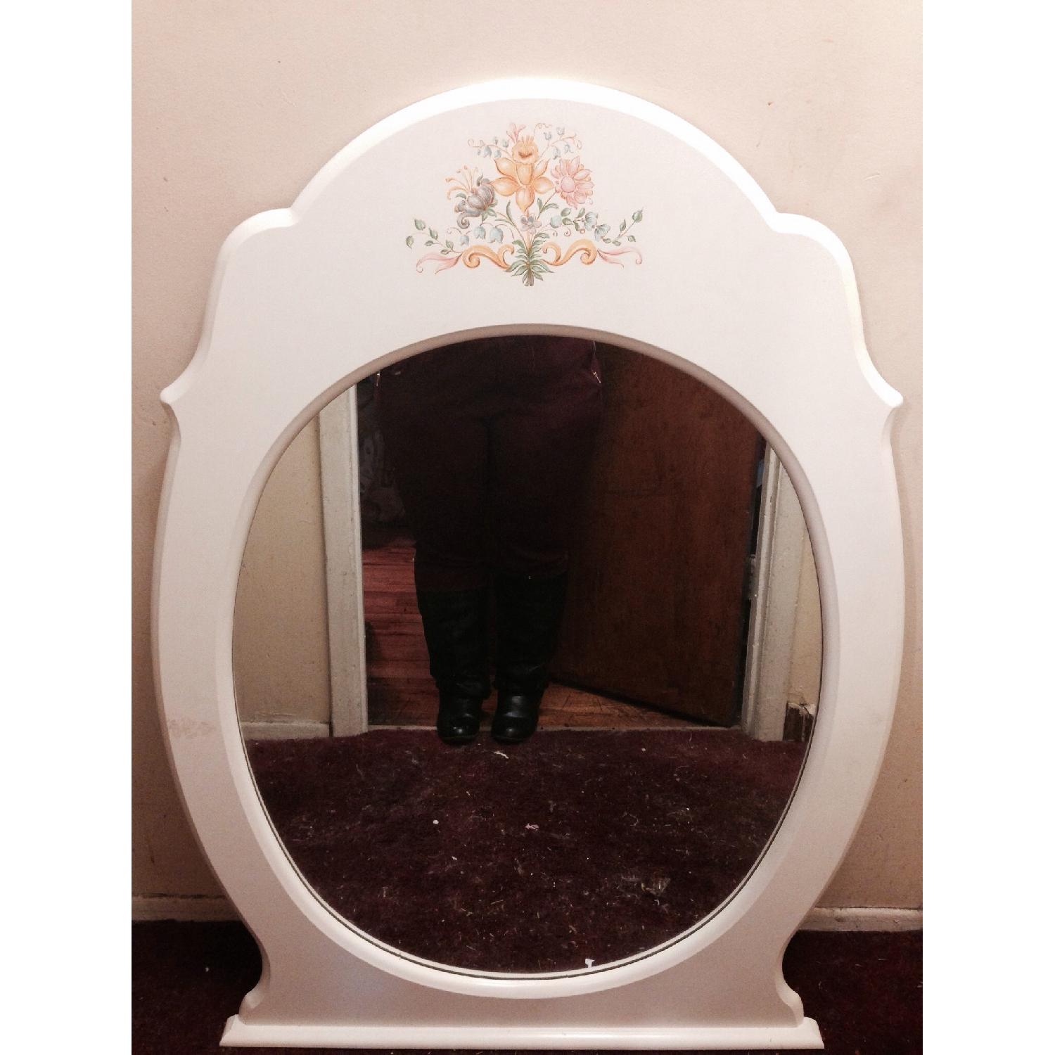 White Mirror with Small Floral Design - image-1