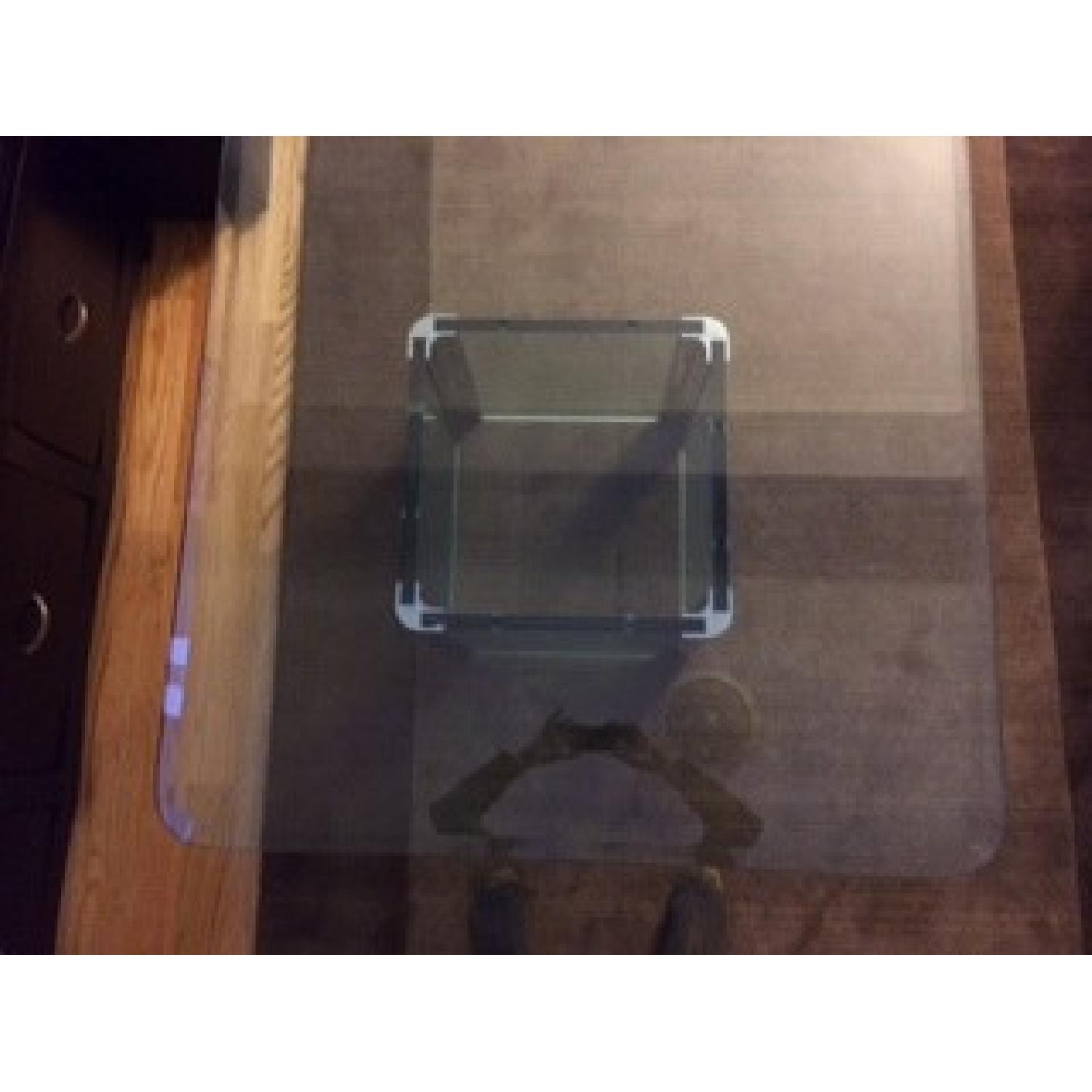 Vintage Square Solid Glass Coffee Table w/ Glass Base - image-4