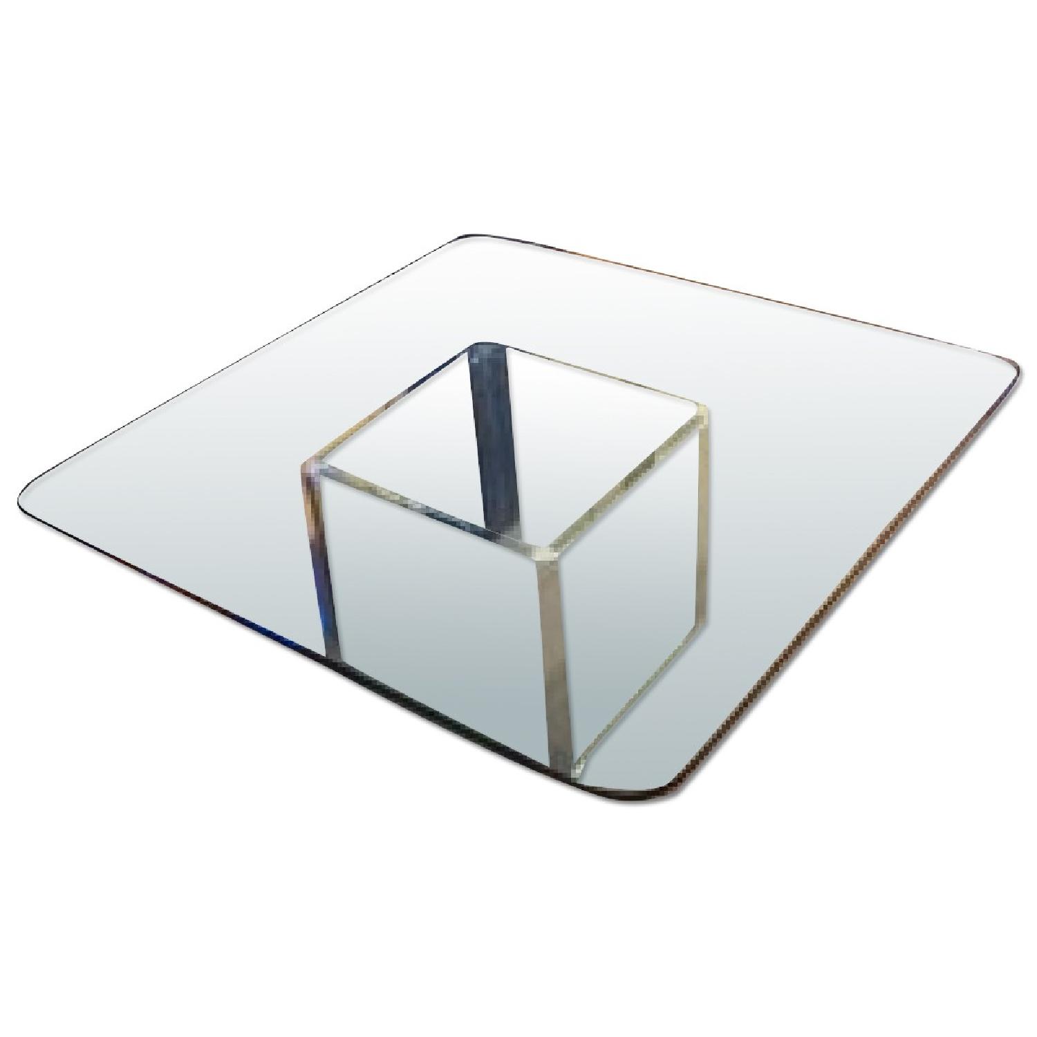Vintage Square Solid Glass Coffee Table w/ Glass Base AptDeco