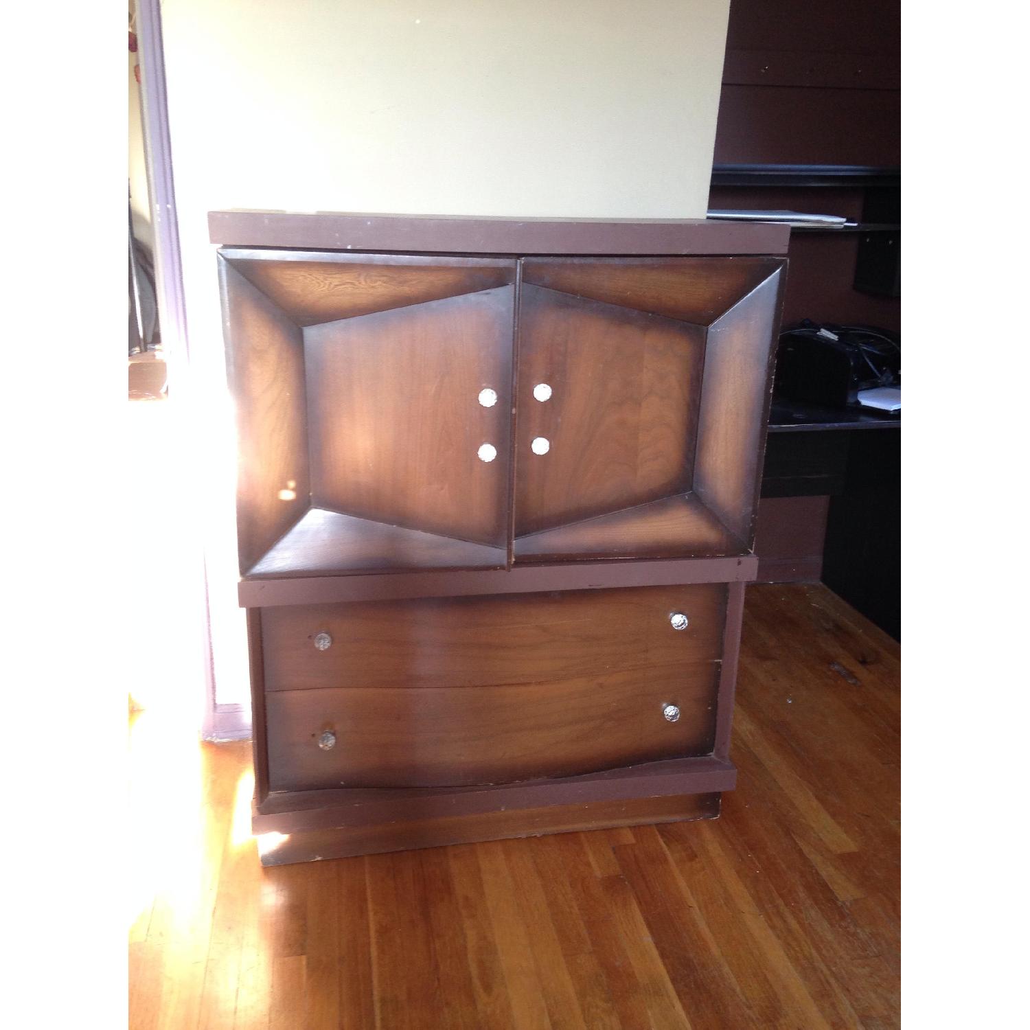 Vintage Ornate Dresser w/ Anthropologie Crystal Knobs - image-1