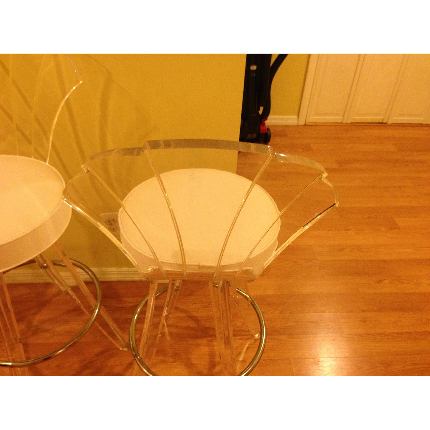 Creations Modern Hill Lucite with Chrome and White Leather Counter Stools - Set of 2 - image-1