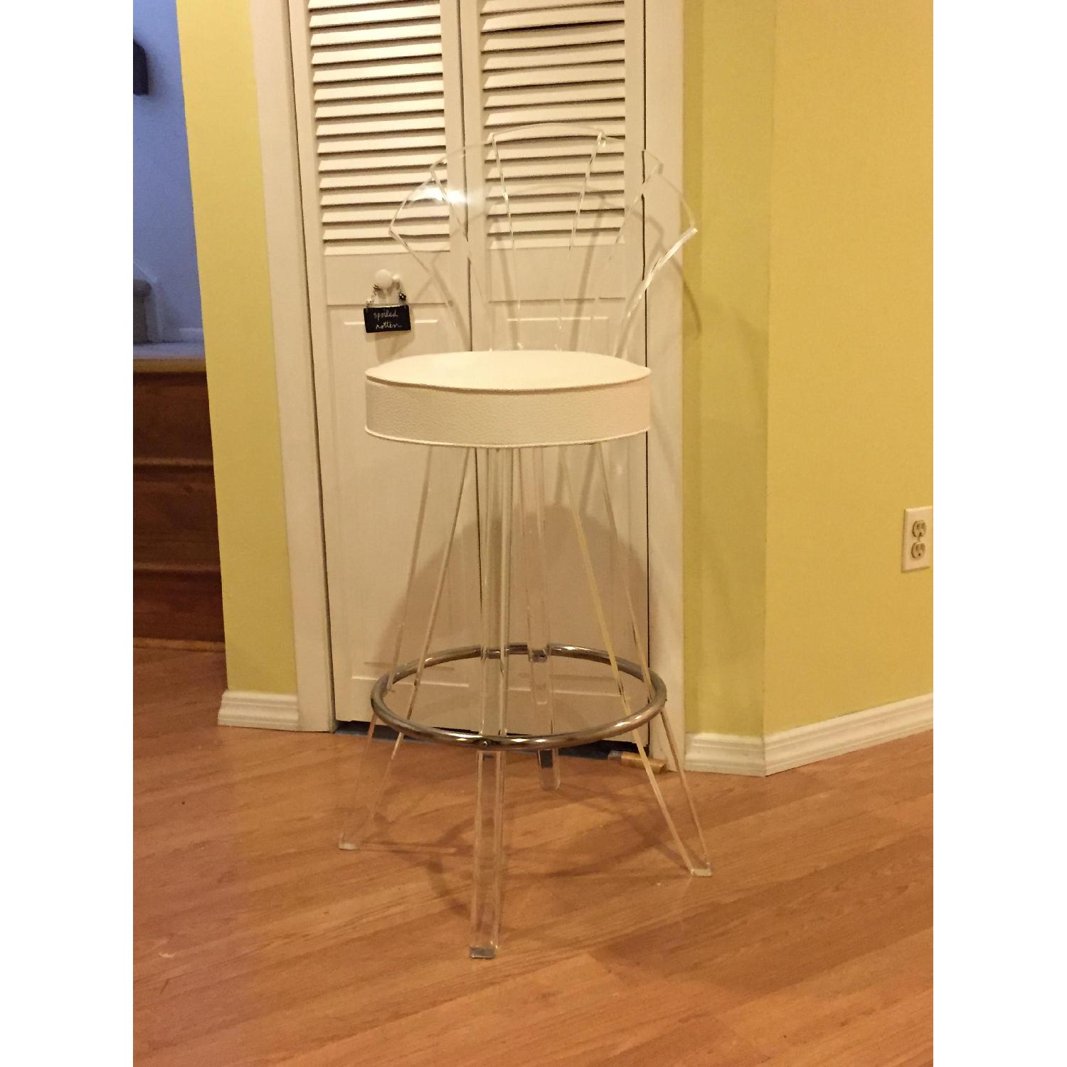 Creations Modern Hill Lucite with Chrome and White Leather Counter Stools - Set of 2 - image-2