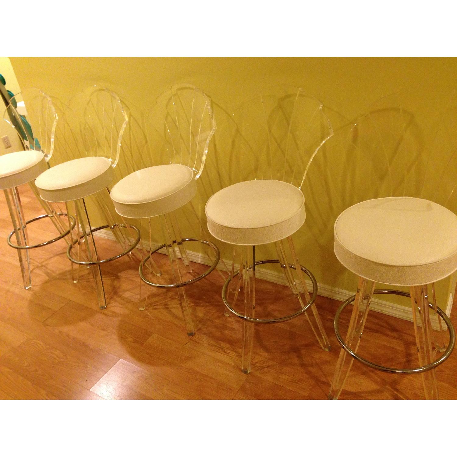 Creations Modern Hill Lucite with Chrome and White Leather Counter Stools - Set of 2 - image-3