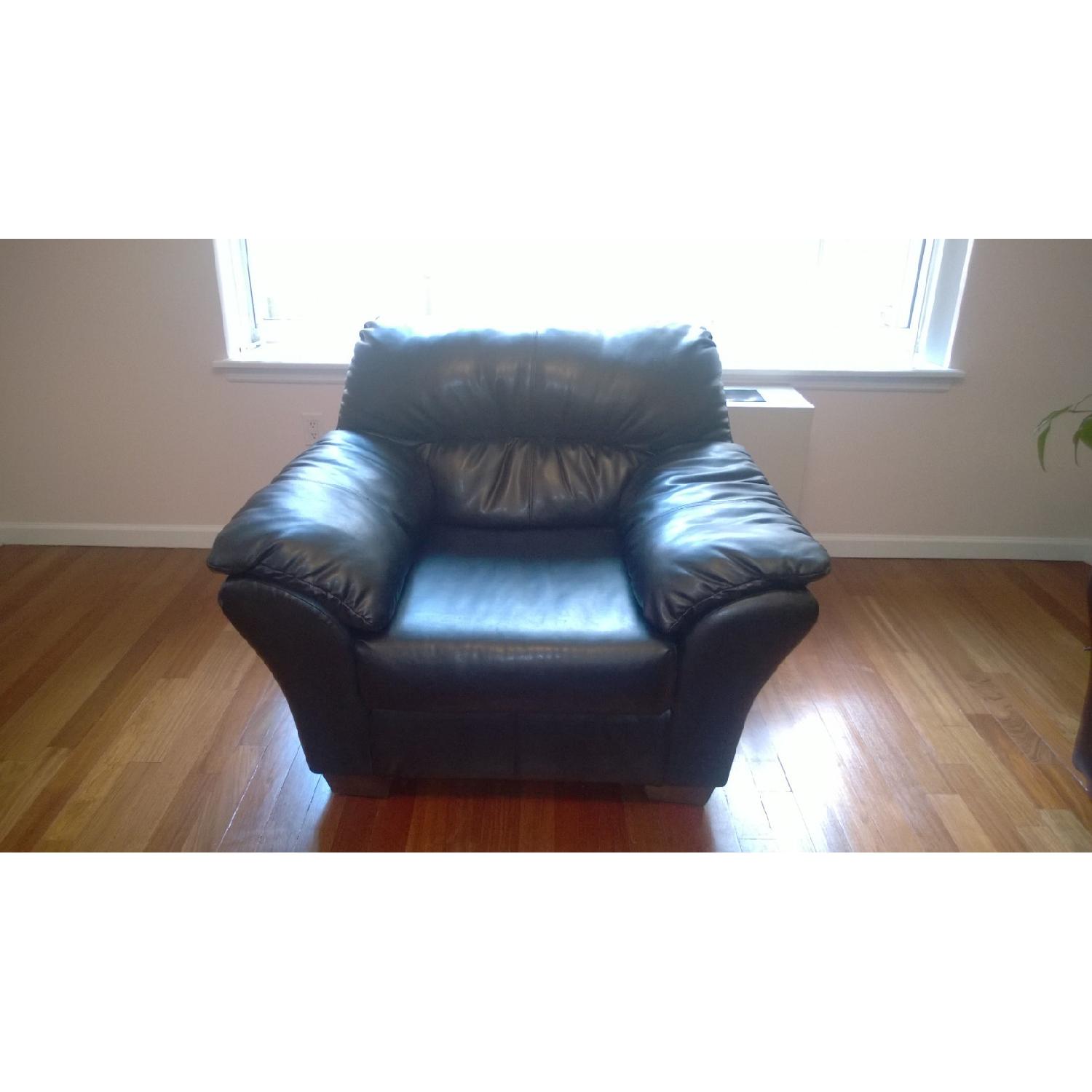 Black Leather Sofa Armchair - image-1