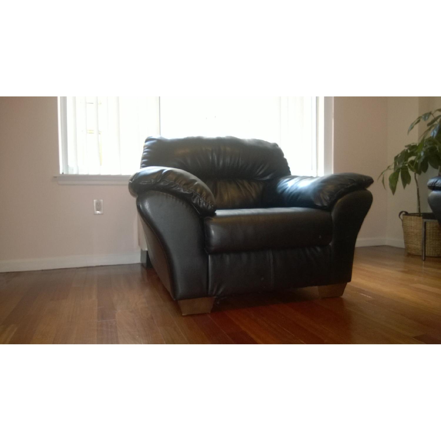 Black Leather Sofa Armchair - image-2