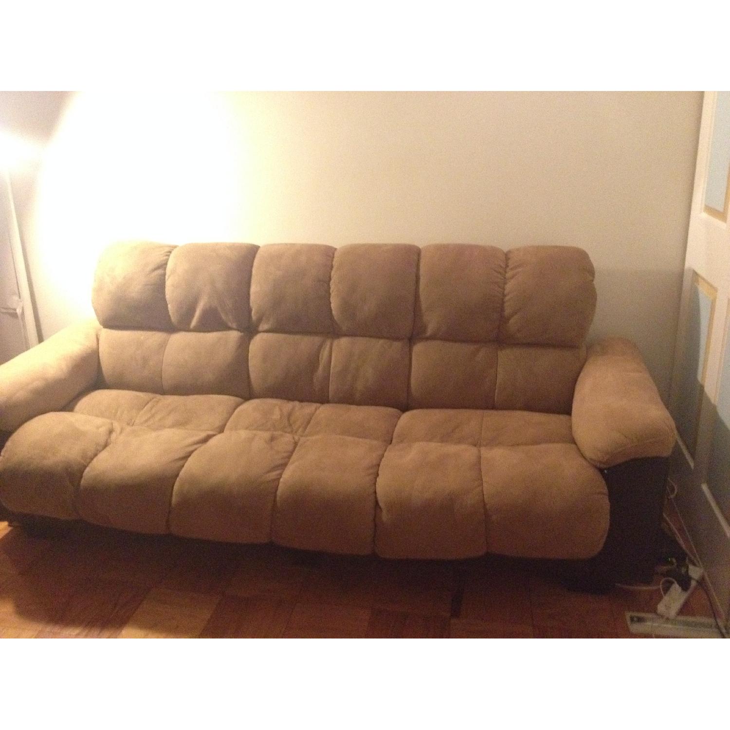 Beige Fold-Out Sofa Bed/Couch - image-1