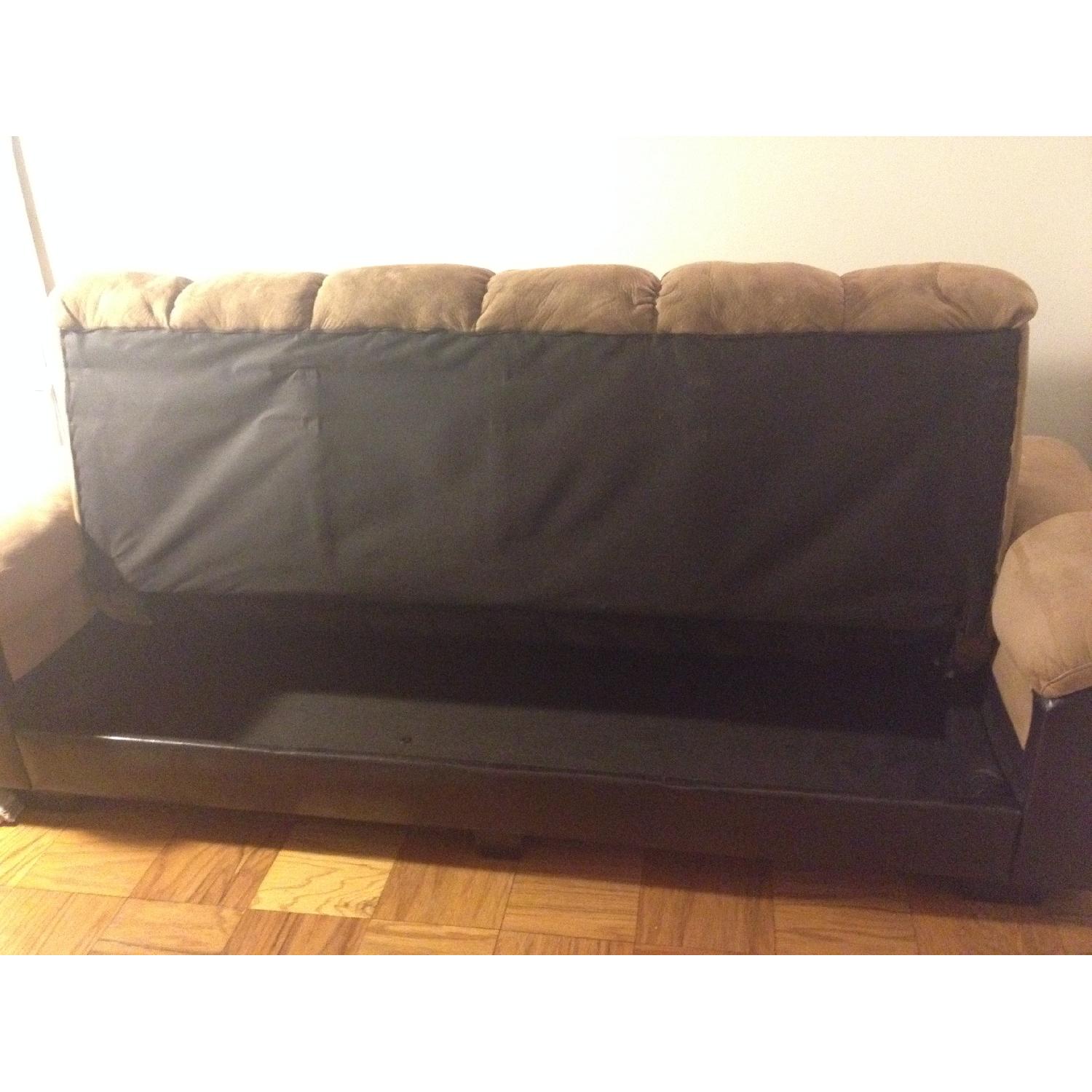 Beige Fold-Out Sofa Bed/Couch - image-3
