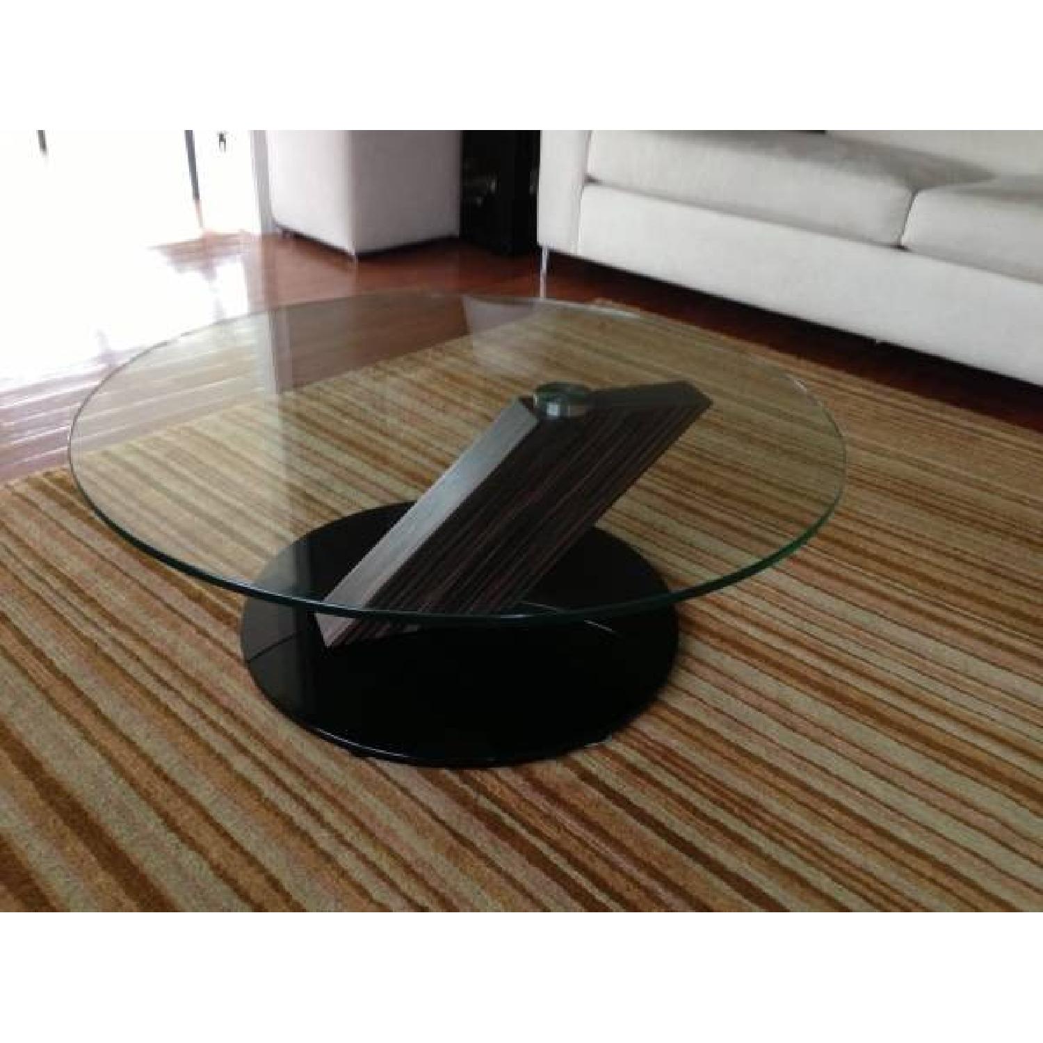 Maurice Villency Trek Glass and Zebrawood Table - image-1