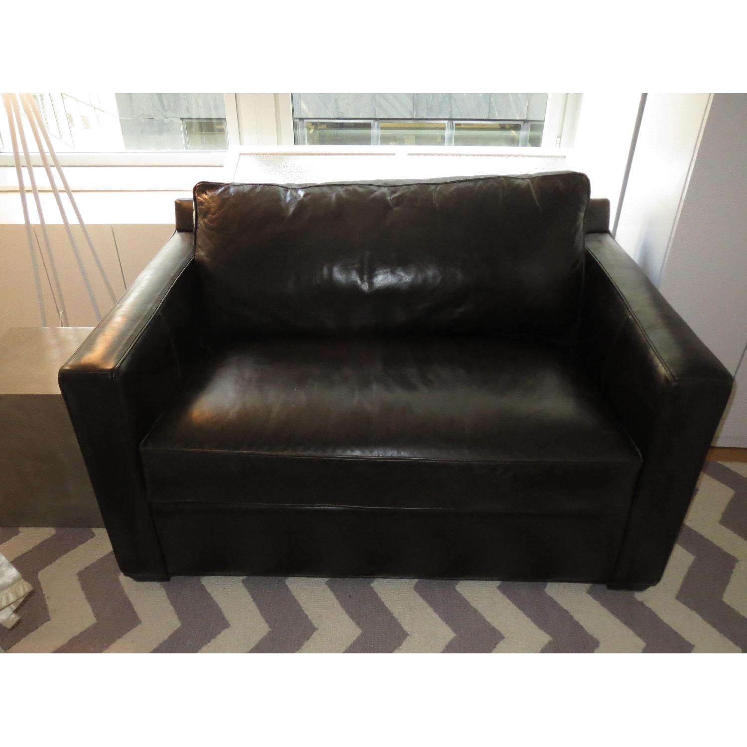 Crate & Barrel Davis Leather Twin Sleeper Chair - image-1