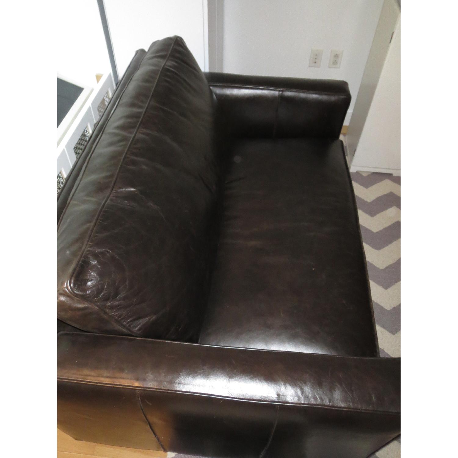 Crate & Barrel Davis Leather Twin Sleeper Chair - image-2