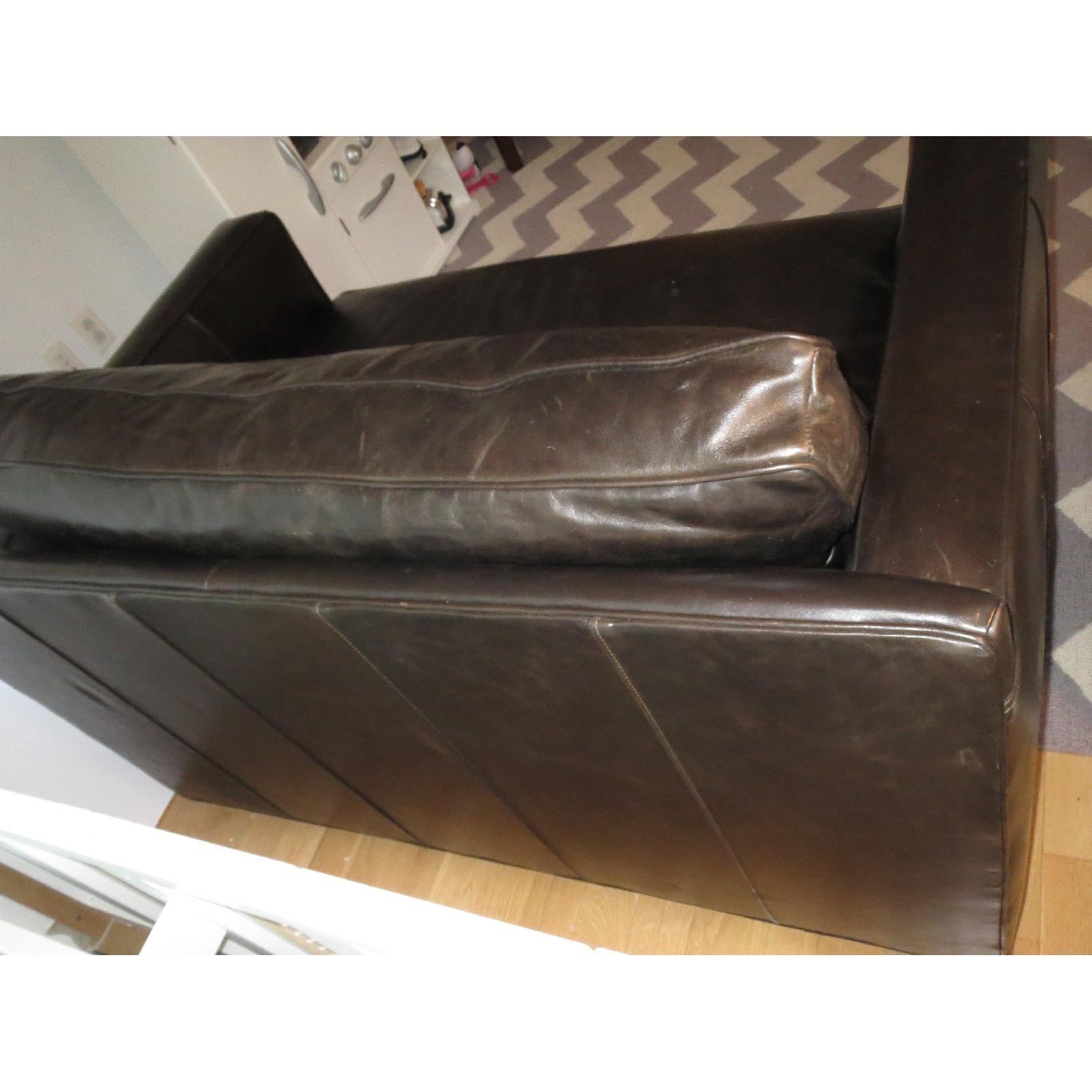 Crate & Barrel Davis Leather Twin Sleeper Chair - image-3