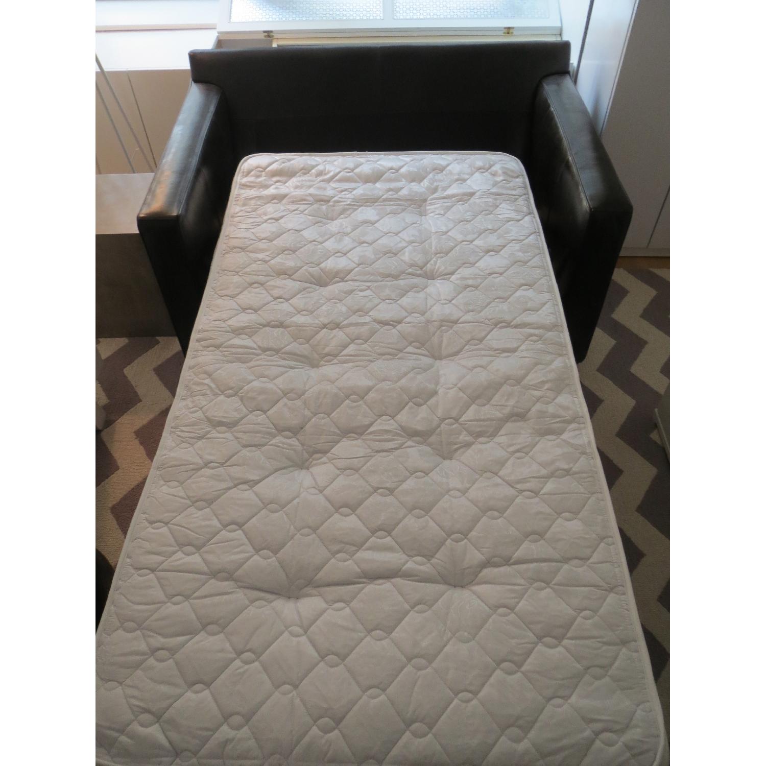 Crate & Barrel Davis Leather Twin Sleeper Chair - image-4