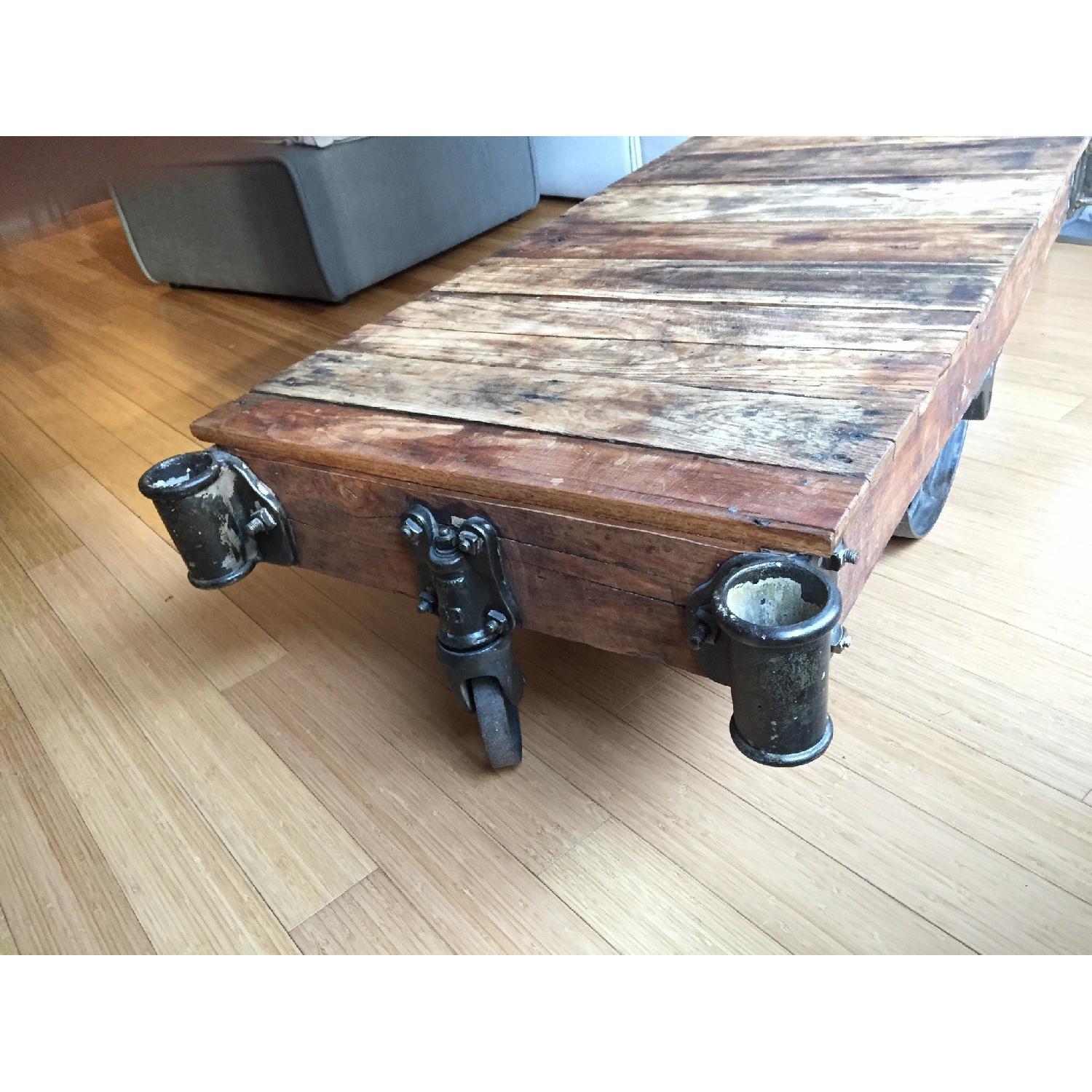 Blue Ocean Traders Railroad Cart Wood Coffee Table - Thumbnail 2
