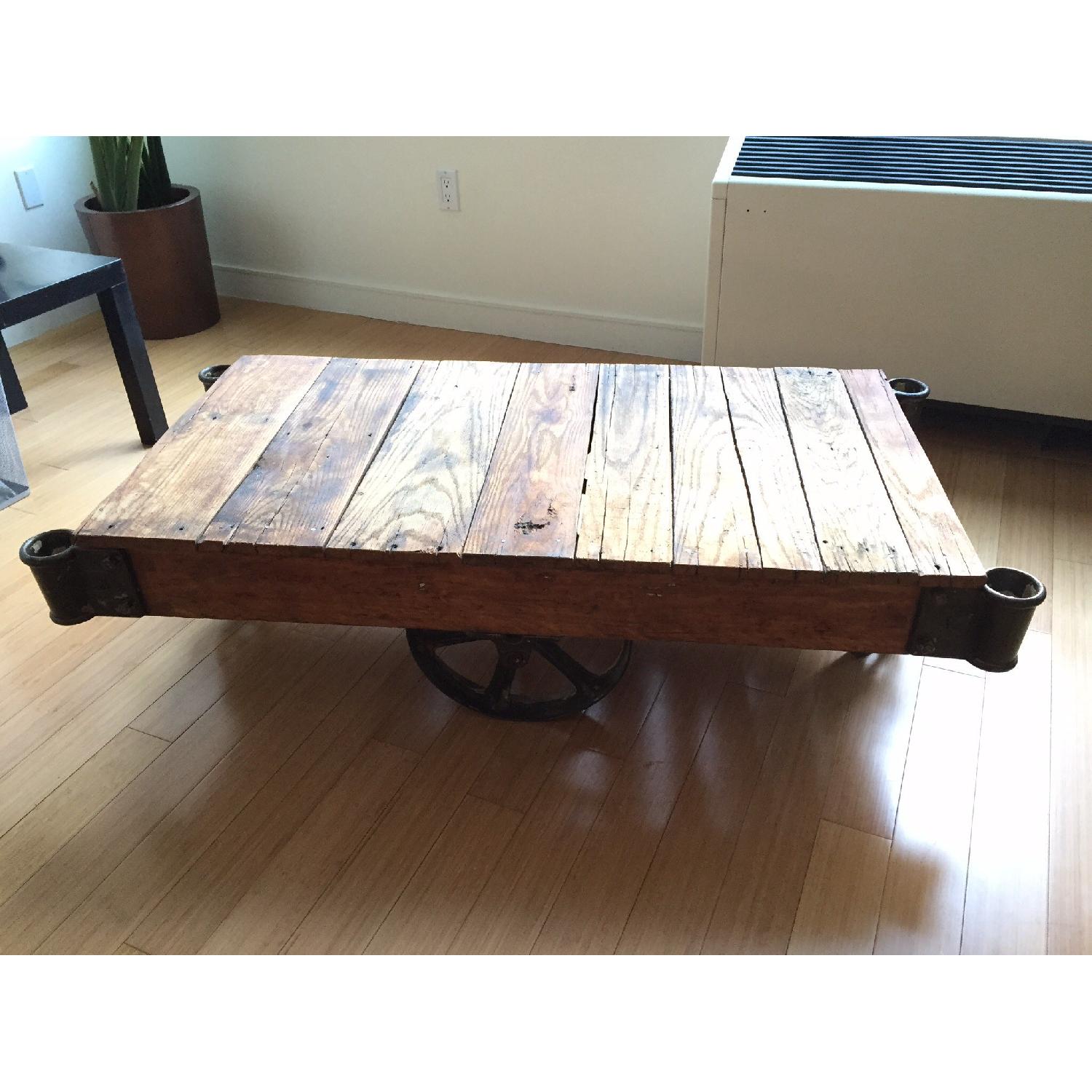Blue Ocean Traders Railroad Cart Wood Coffee Table - image-3
