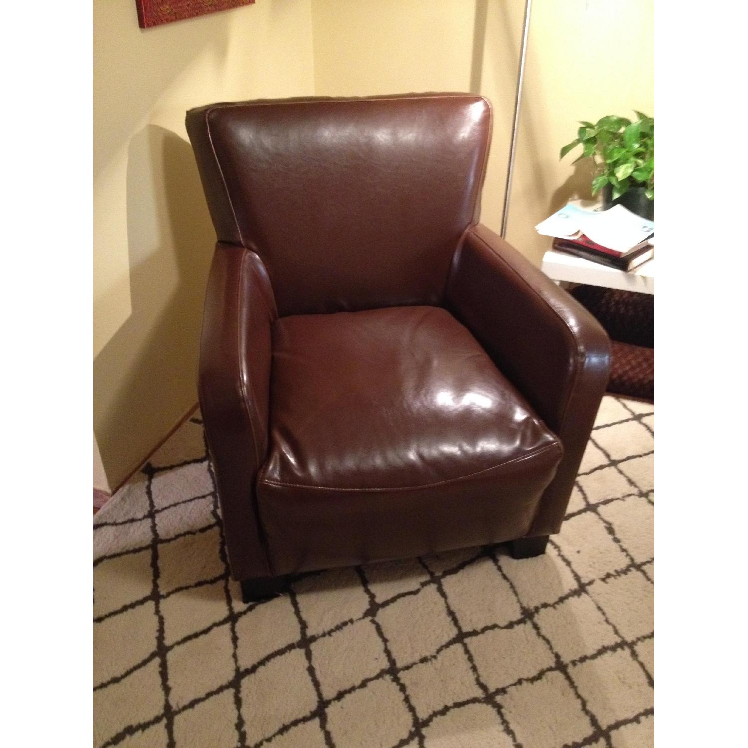 Raymour & Flanigan Brown Leather Accent Chairs - Set of 2 - image-1