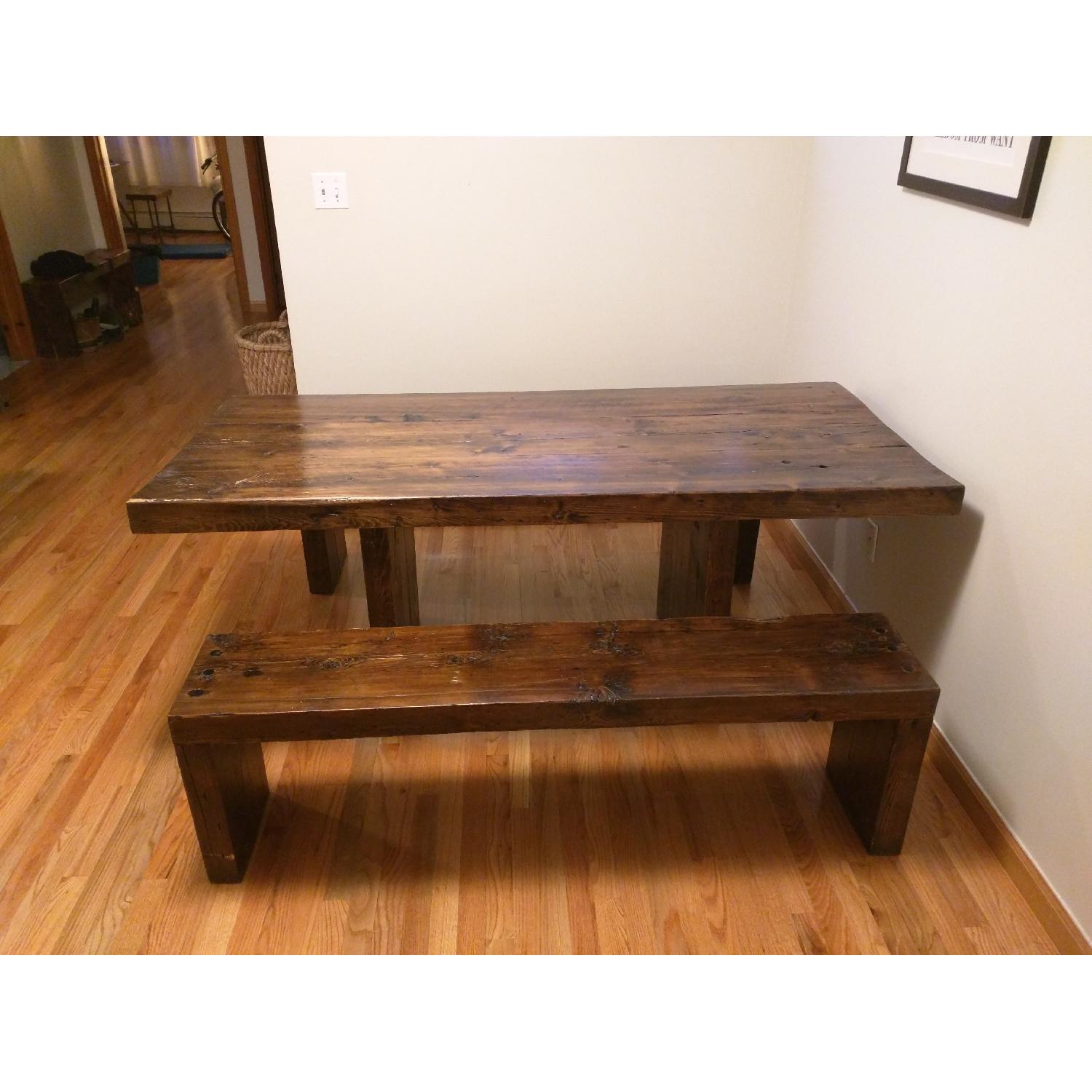 RG Furniture Design Modern Rustic Solid Reclaimed Wood Dining Table Set - image-1