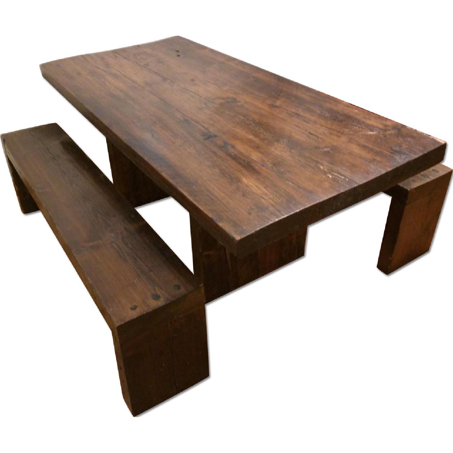 RG Furniture Design Modern Rustic Solid Reclaimed Wood Dining Table Set - image-0