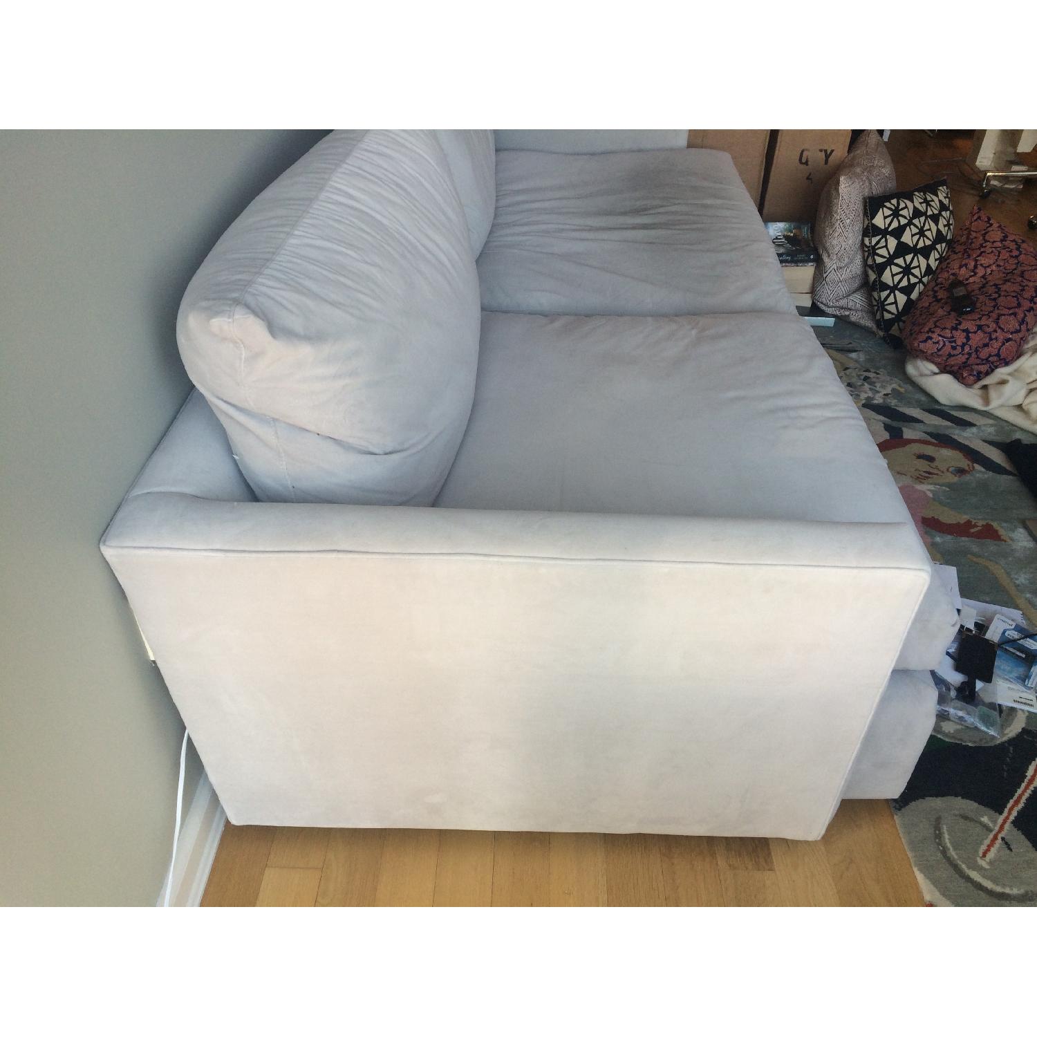 Crate & Barrel Light Grey Microfiber Sofa - image-3