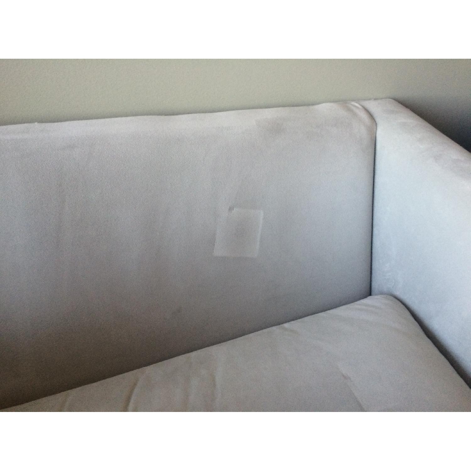 Crate & Barrel Light Grey Microfiber Sofa - image-5
