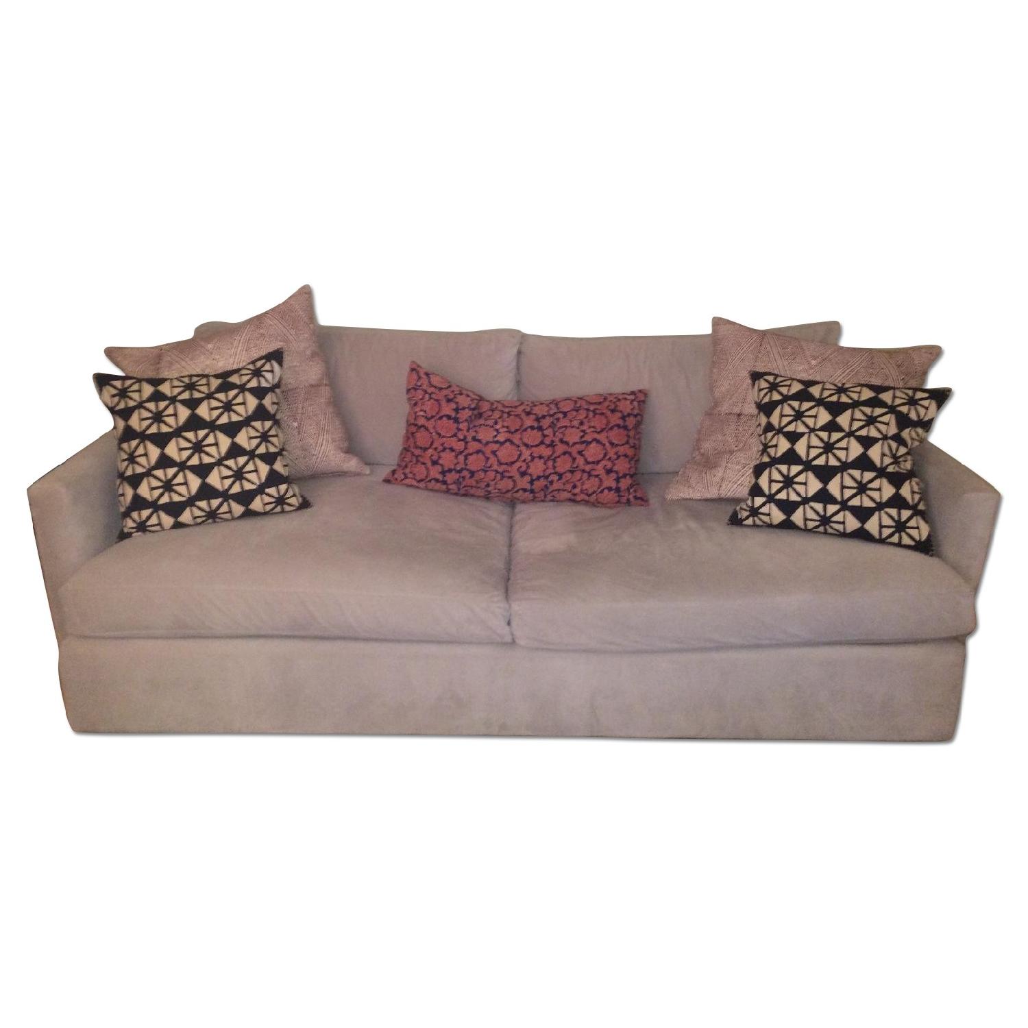 Crate & Barrel Light Grey Microfiber Sofa - image-0