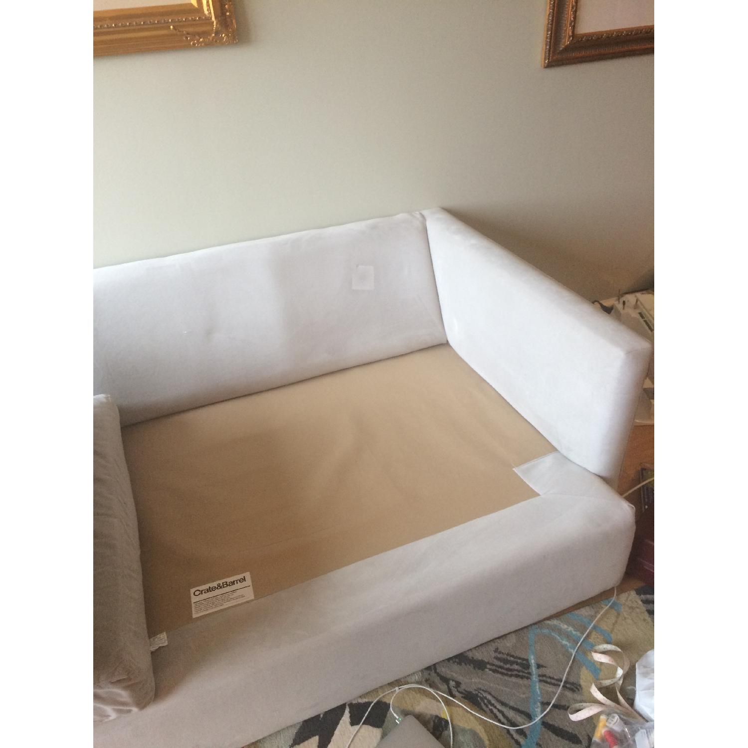 Crate & Barrel Light Grey Microfiber Sofa - image-6