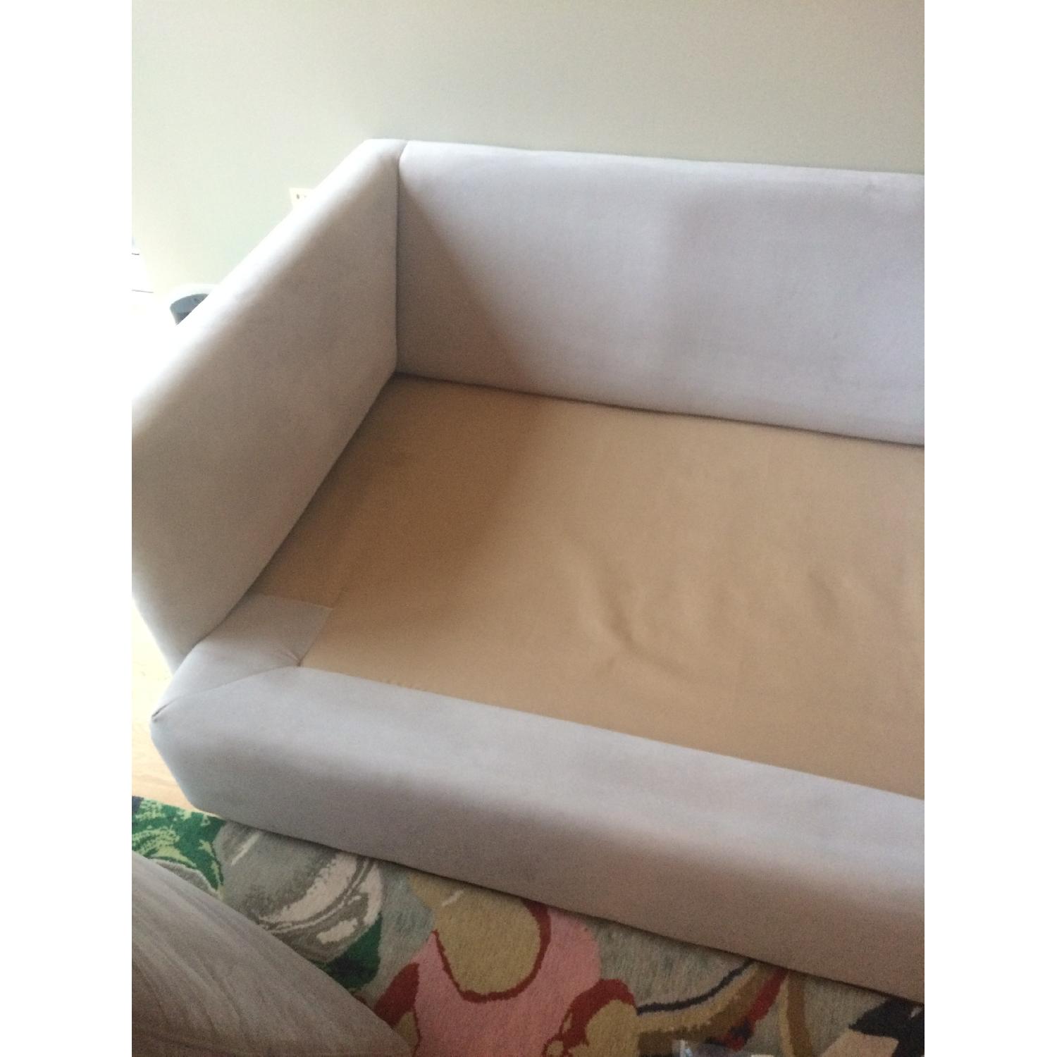 Crate & Barrel Light Grey Microfiber Sofa - image-7