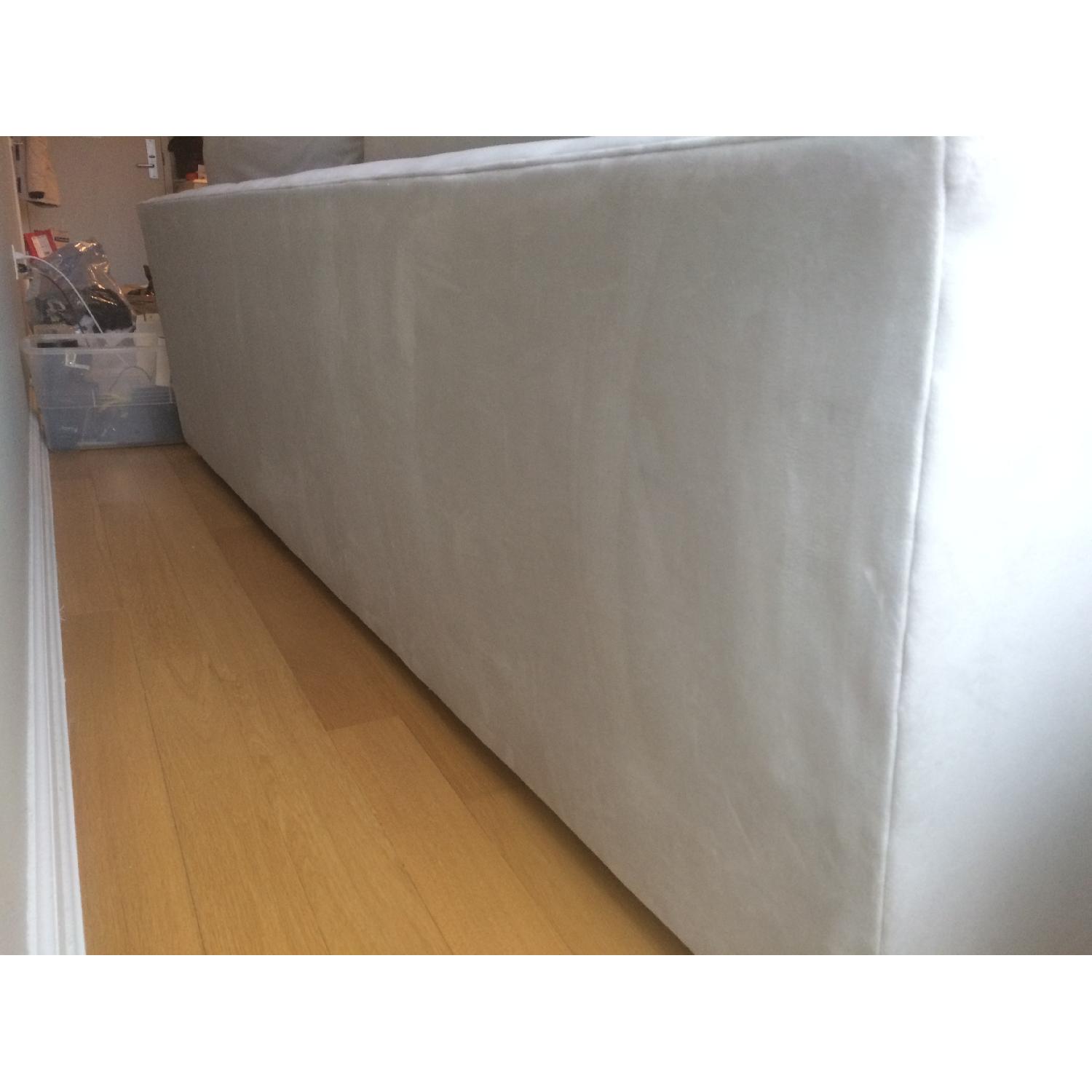 Crate & Barrel Light Grey Microfiber Sofa - image-8