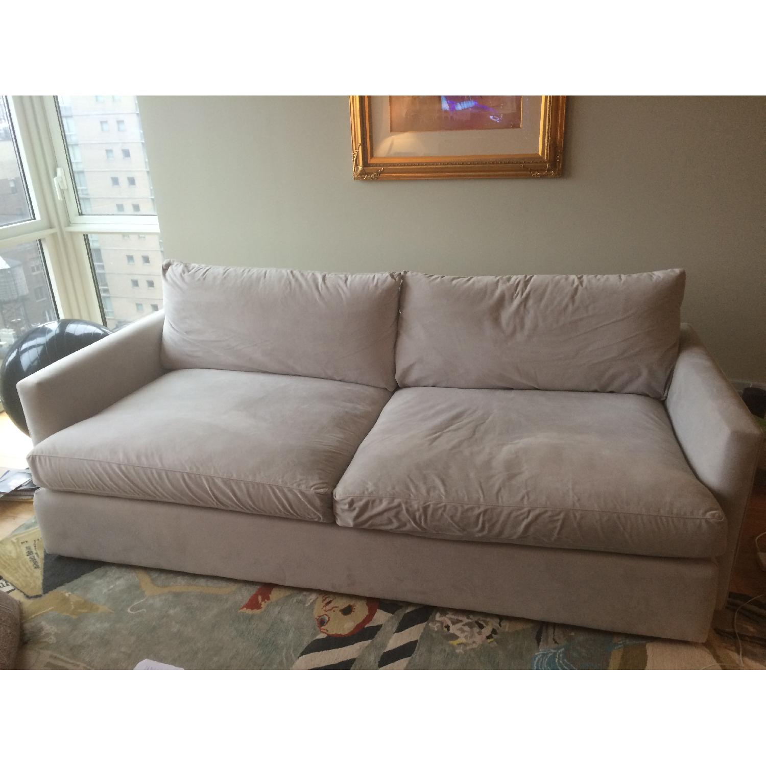 Crate & Barrel Light Grey Microfiber Sofa - image-9