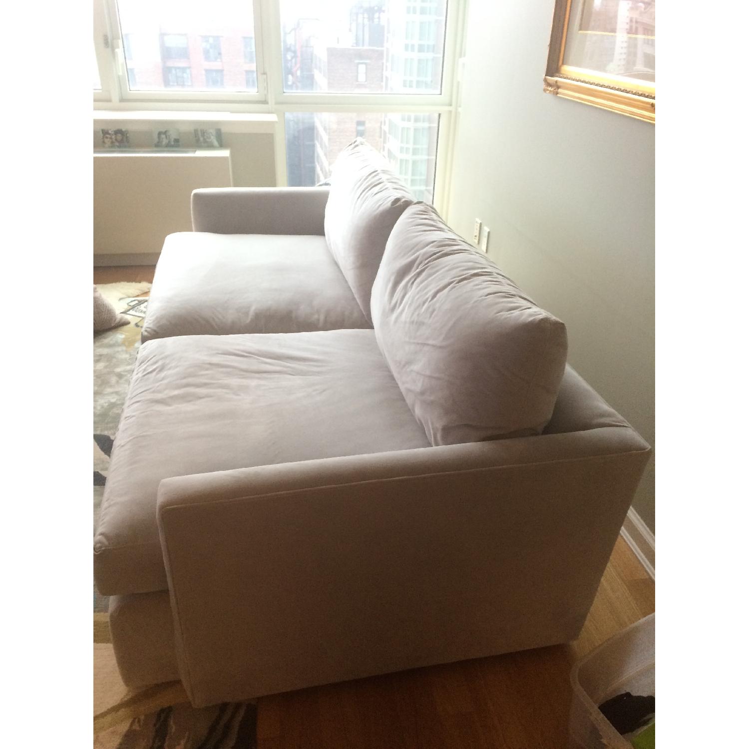 Crate & Barrel Light Grey Microfiber Sofa - image-10