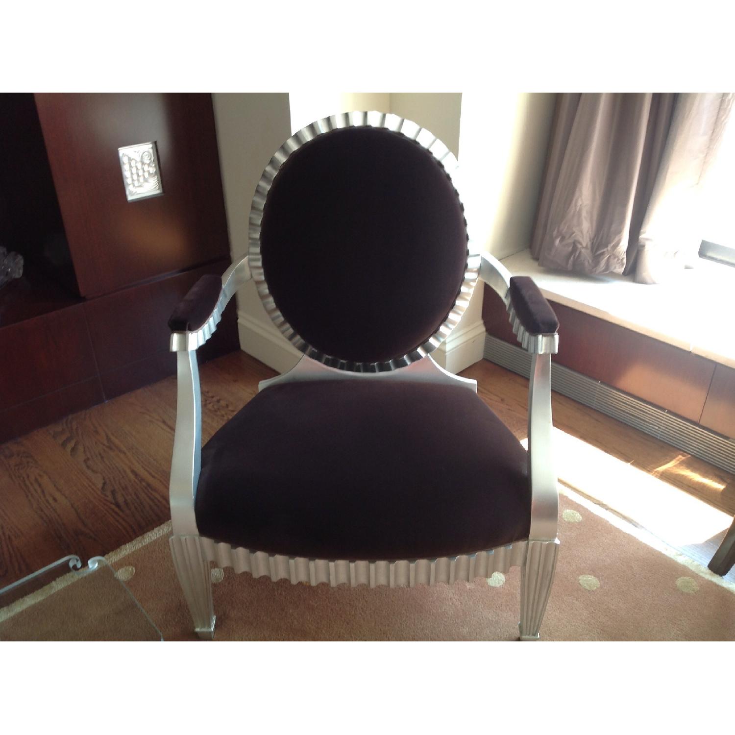 Donghia Silver Gilded Brown Velvet Occasional Chairs - Set of 2 - image-7