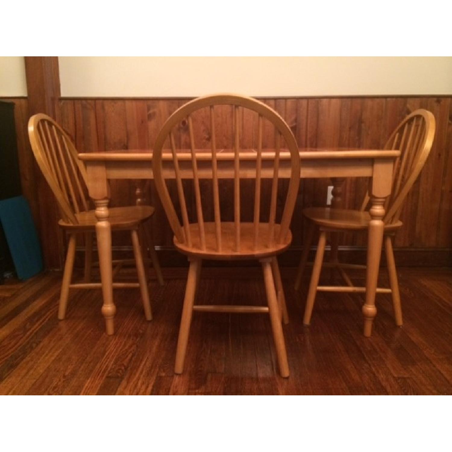 Natural Wood with Terracotta Tile Top Rectangle Dining Table w/ 4 Chairs - image-1