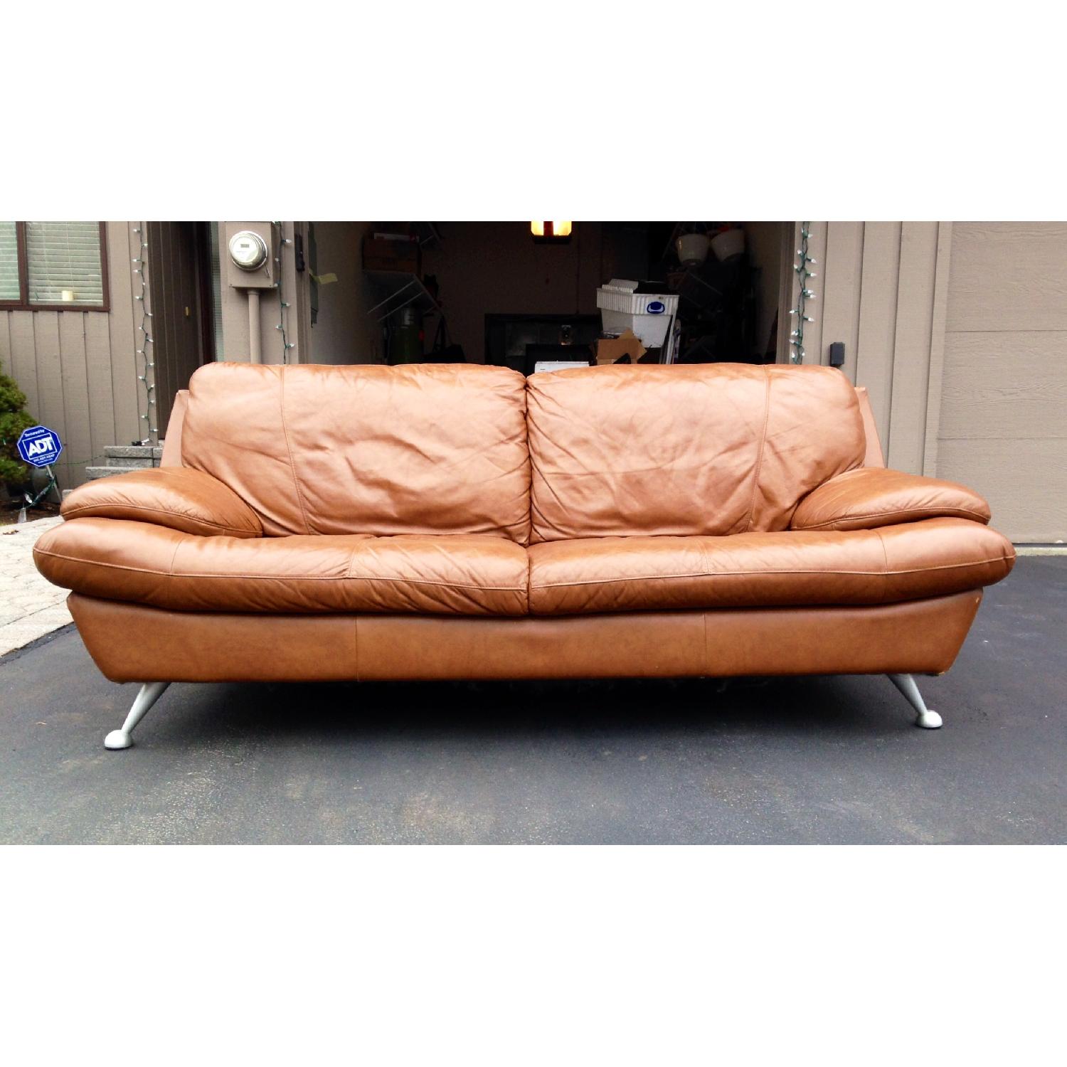 Chestnut Leather Couch - image-1