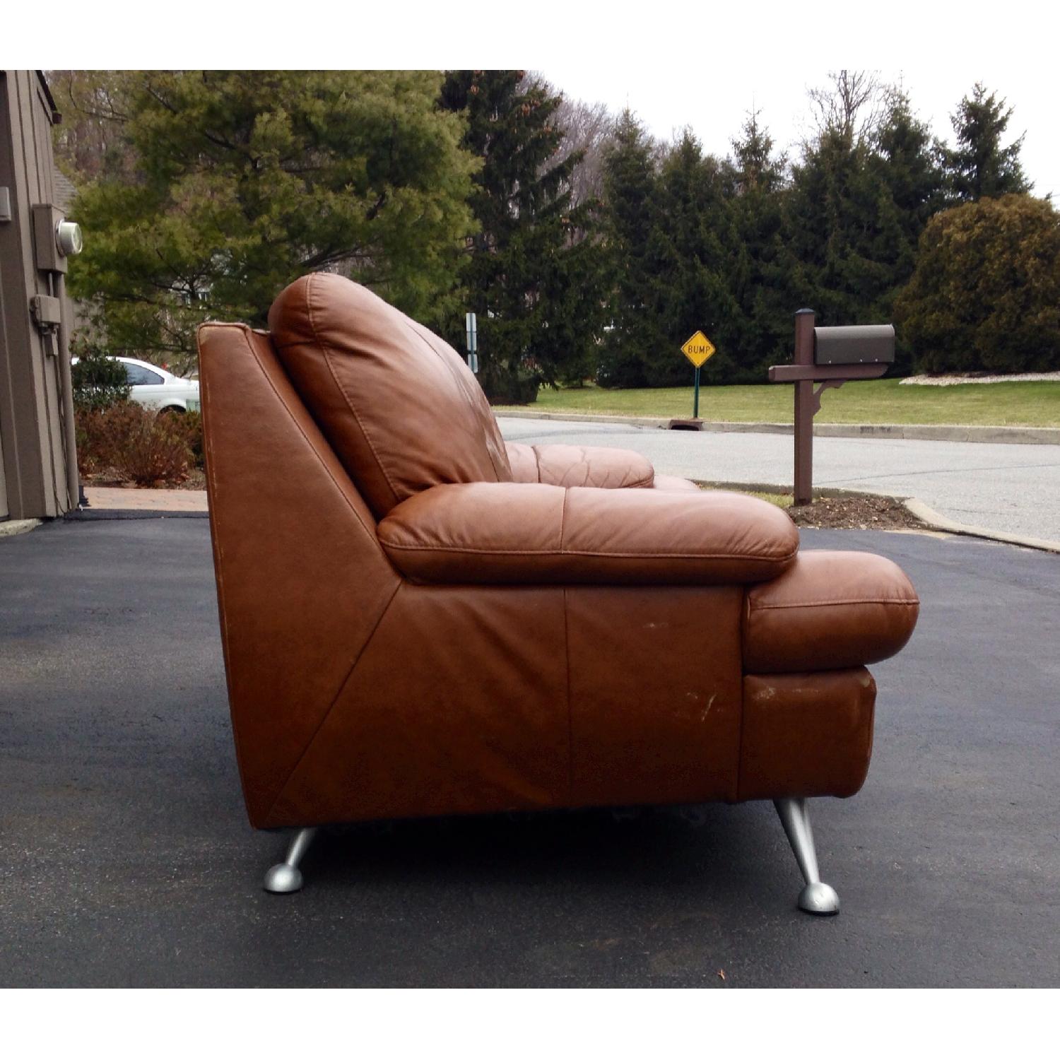 Chestnut Leather Couch - image-2