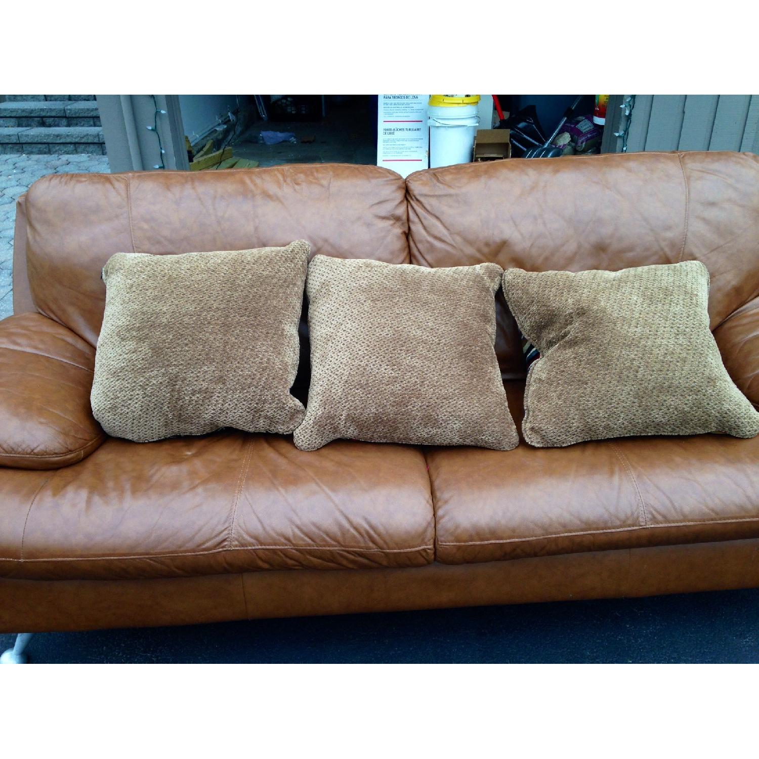 Chestnut Leather Couch - image-3