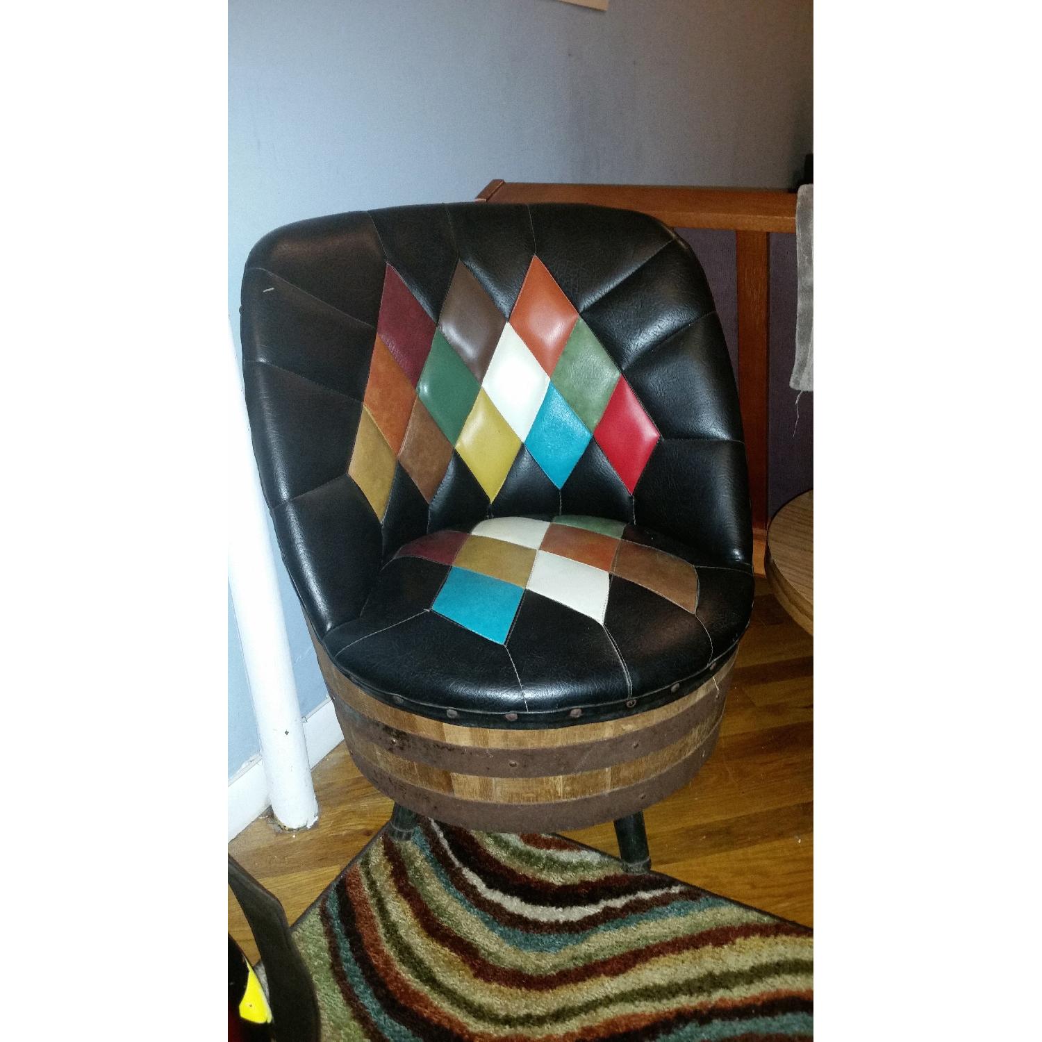 Vintage Leather Whiskey Barrel 5 Piece Living Room Furniture - image-10