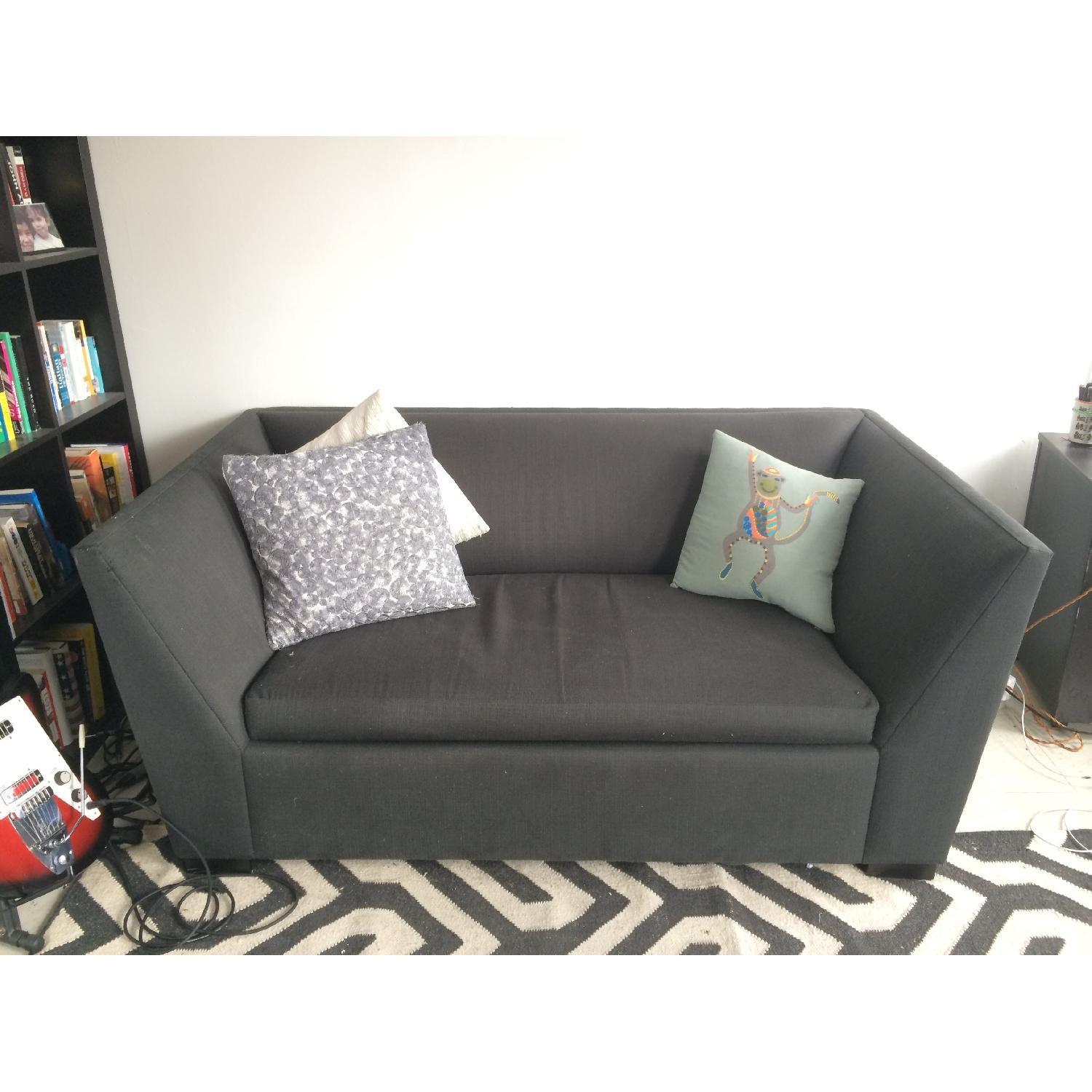 CB2 Slate Gray Sleeper Loveseat - image-1